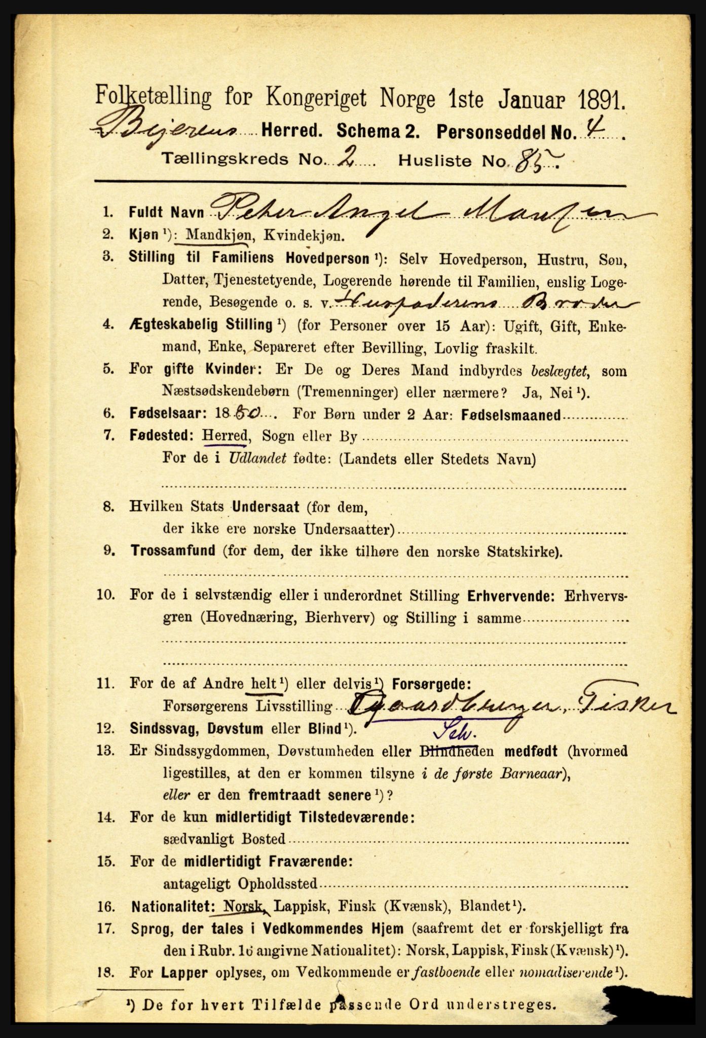 RA, 1891 census for 1839 Beiarn, 1891, p. 953