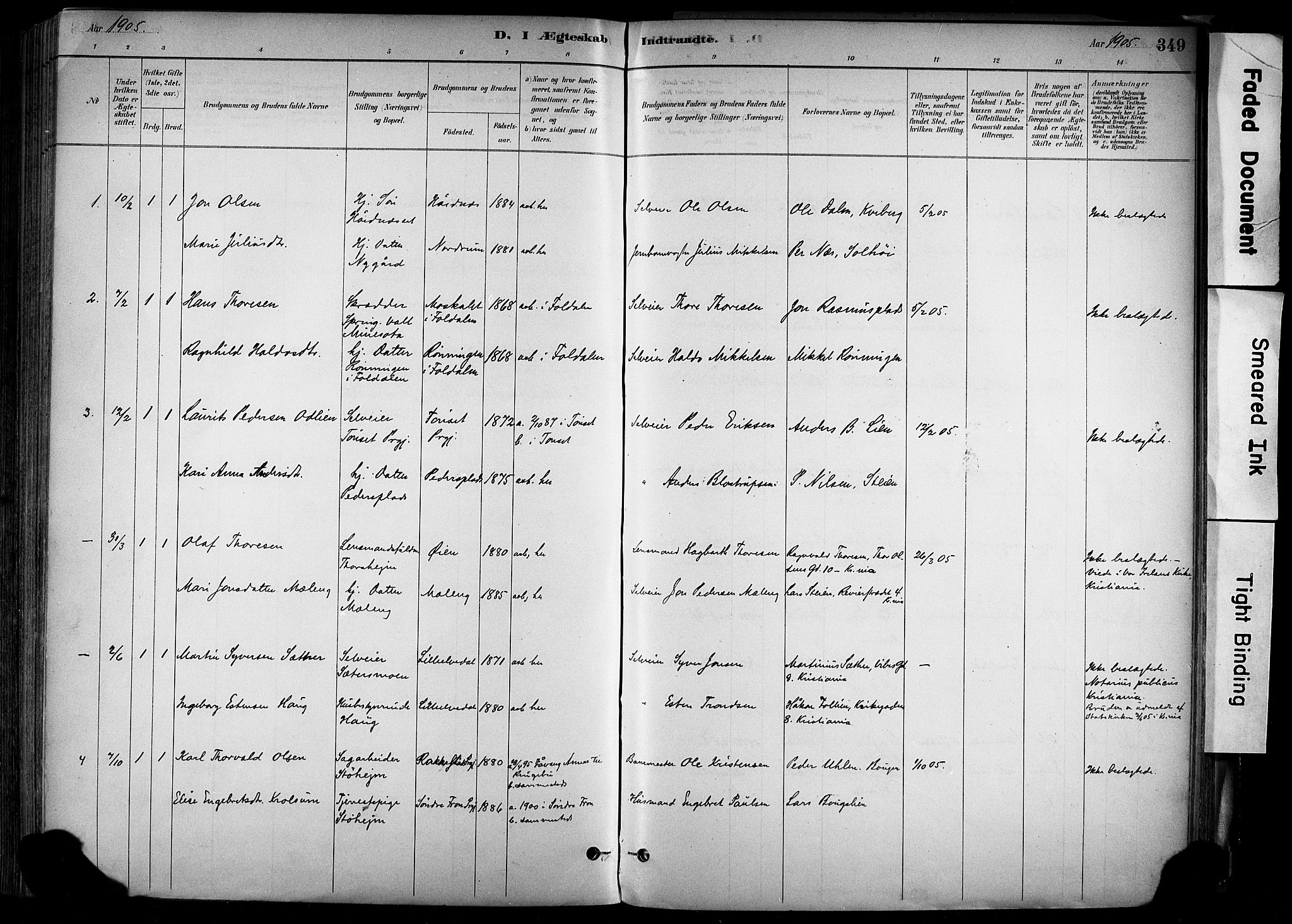 Alvdal prestekontor, SAH/PREST-060/H/Ha/Haa/L0002: Parish register (official) no. 2, 1883-1906, p. 349