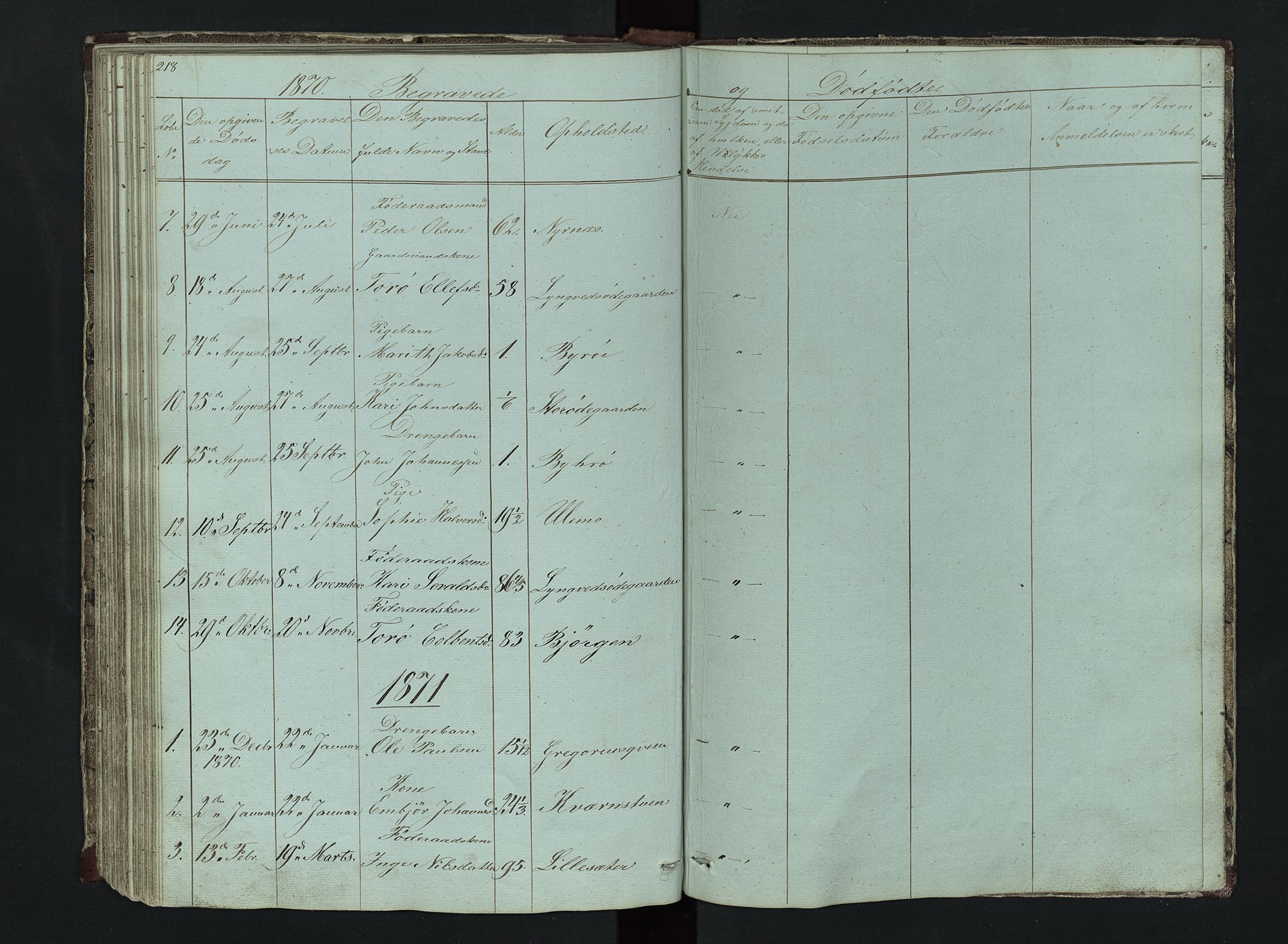 Lom prestekontor, SAH/PREST-070/L/L0014: Parish register (copy) no. 14, 1845-1876, p. 218-219