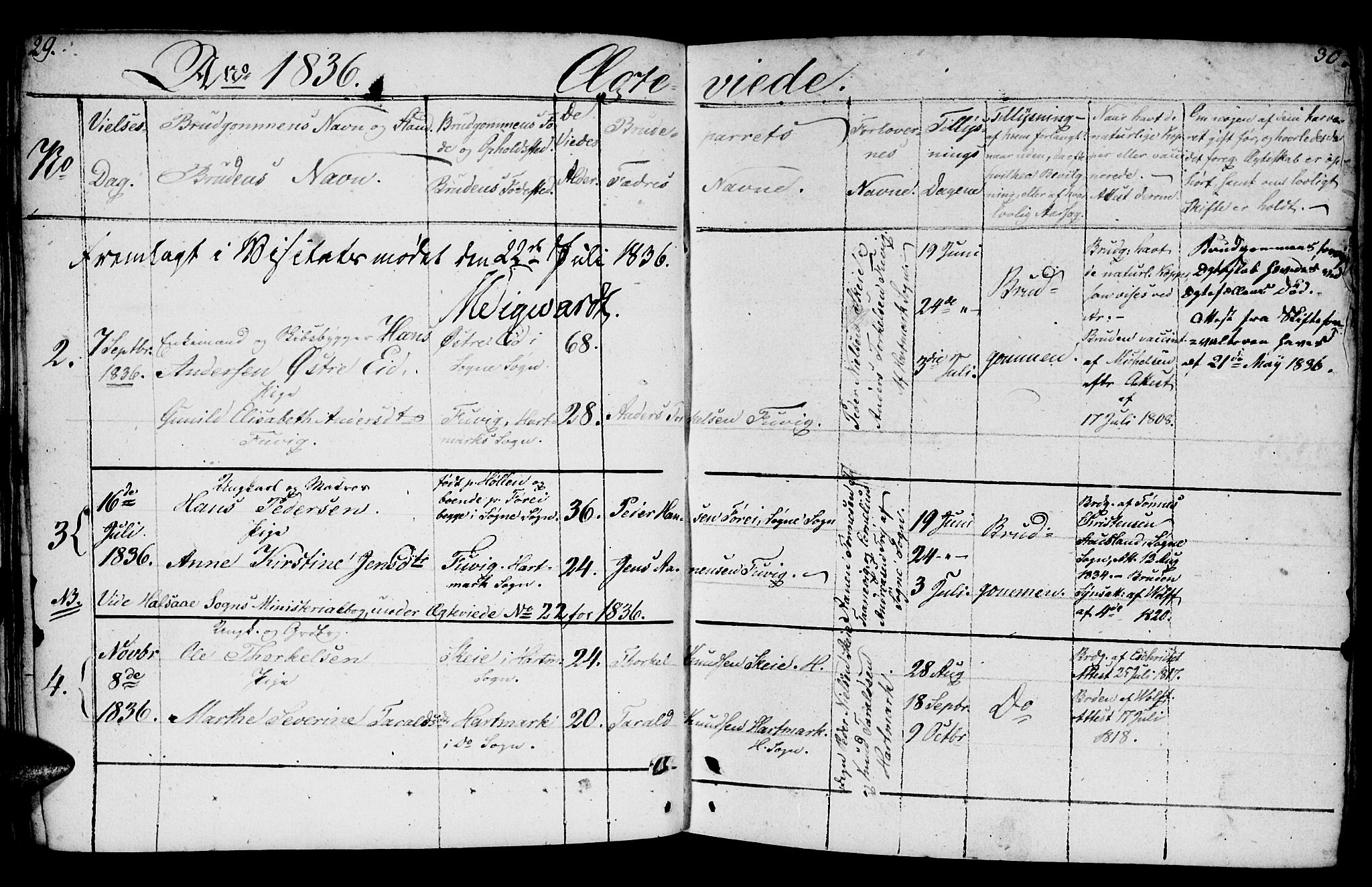 Mandal sokneprestkontor, AV/SAK-1111-0030/F/Fb/Fbb/L0002: Parish register (copy) no. B 2, 1802-1846, p. 29-30