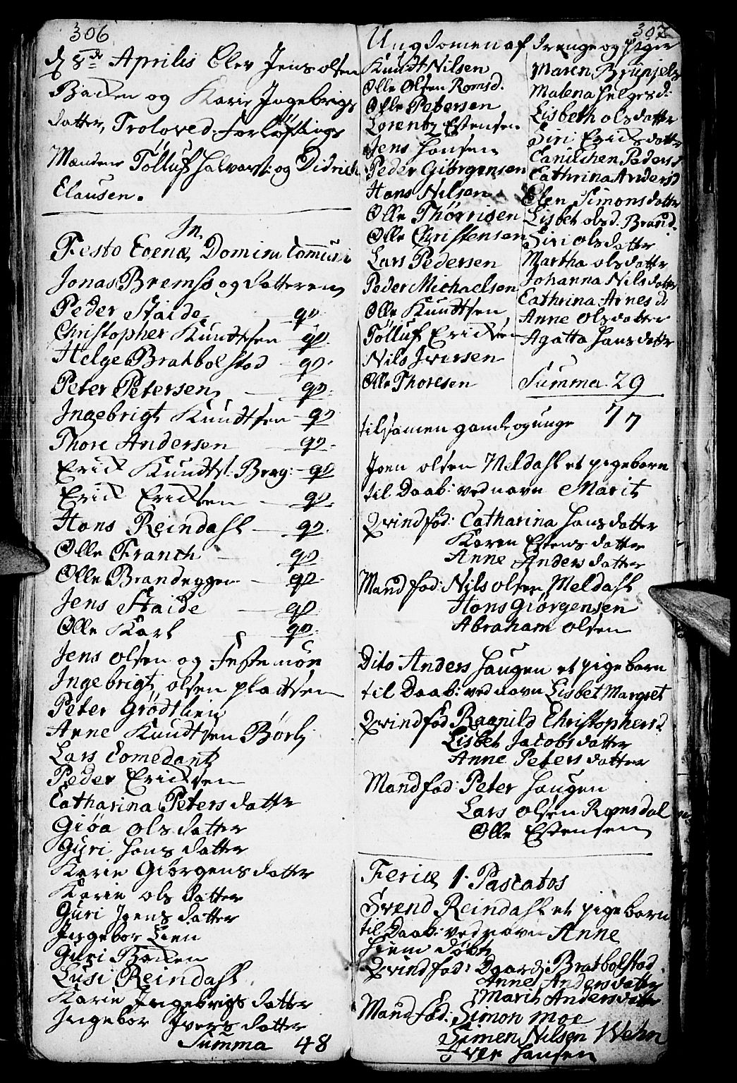 Kvikne prestekontor, SAH/PREST-064/H/Ha/Haa/L0001: Parish register (official) no. 1, 1740-1756, p. 306-307