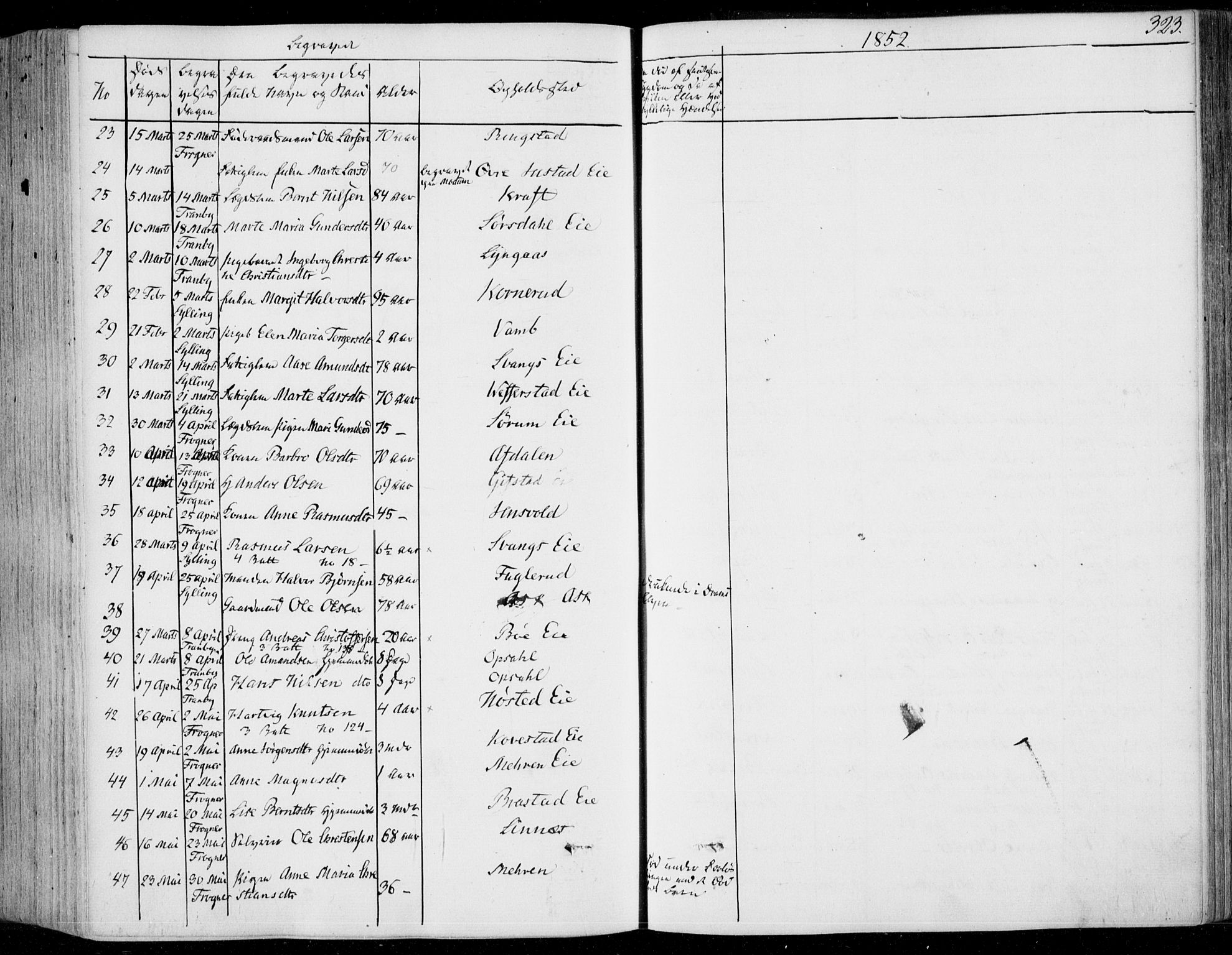 Lier kirkebøker, AV/SAKO-A-230/F/Fa/L0011: Parish register (official) no. I 11, 1843-1854, p. 323