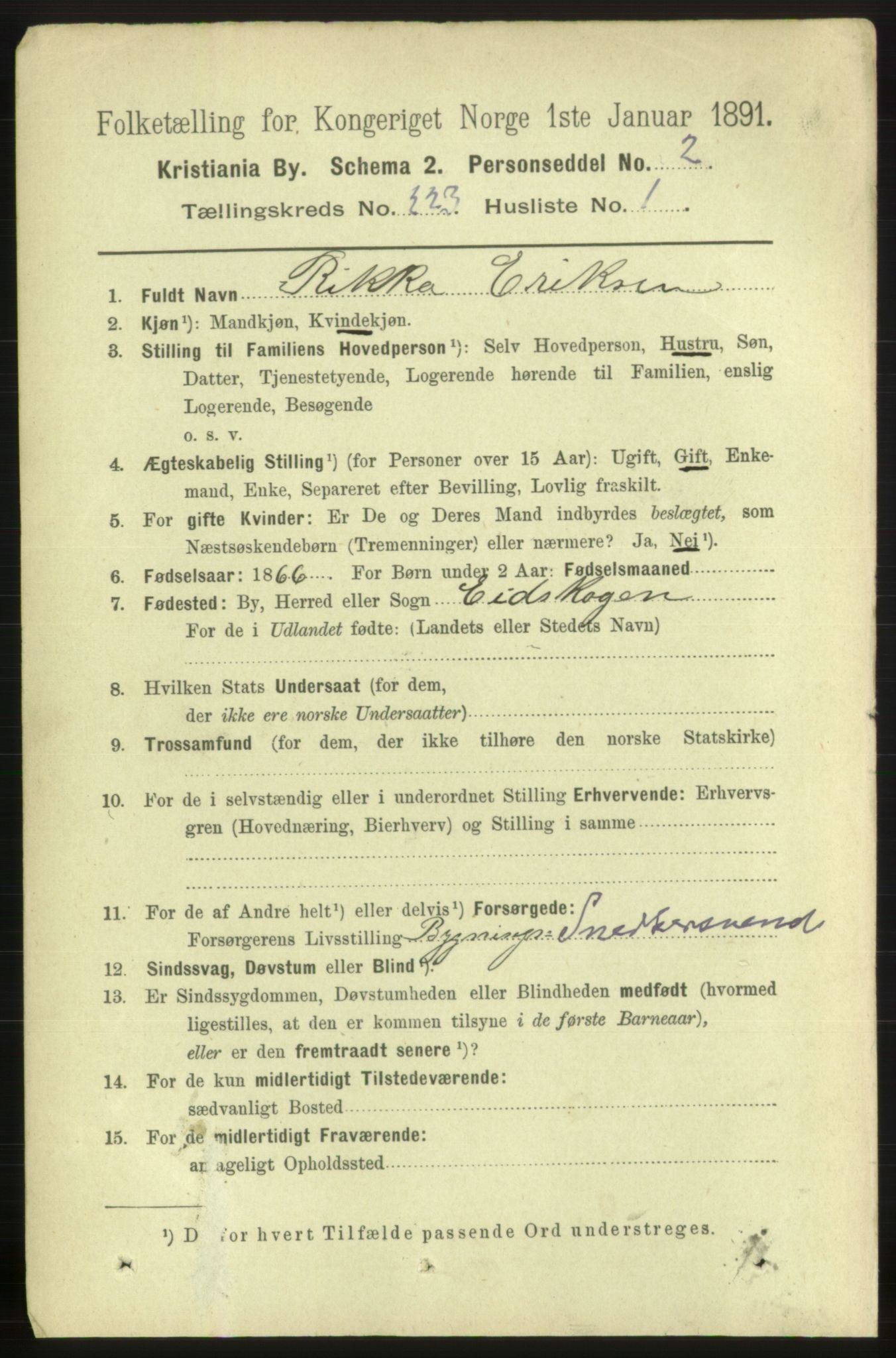 RA, 1891 census for 0301 Kristiania, 1891, p. 134207