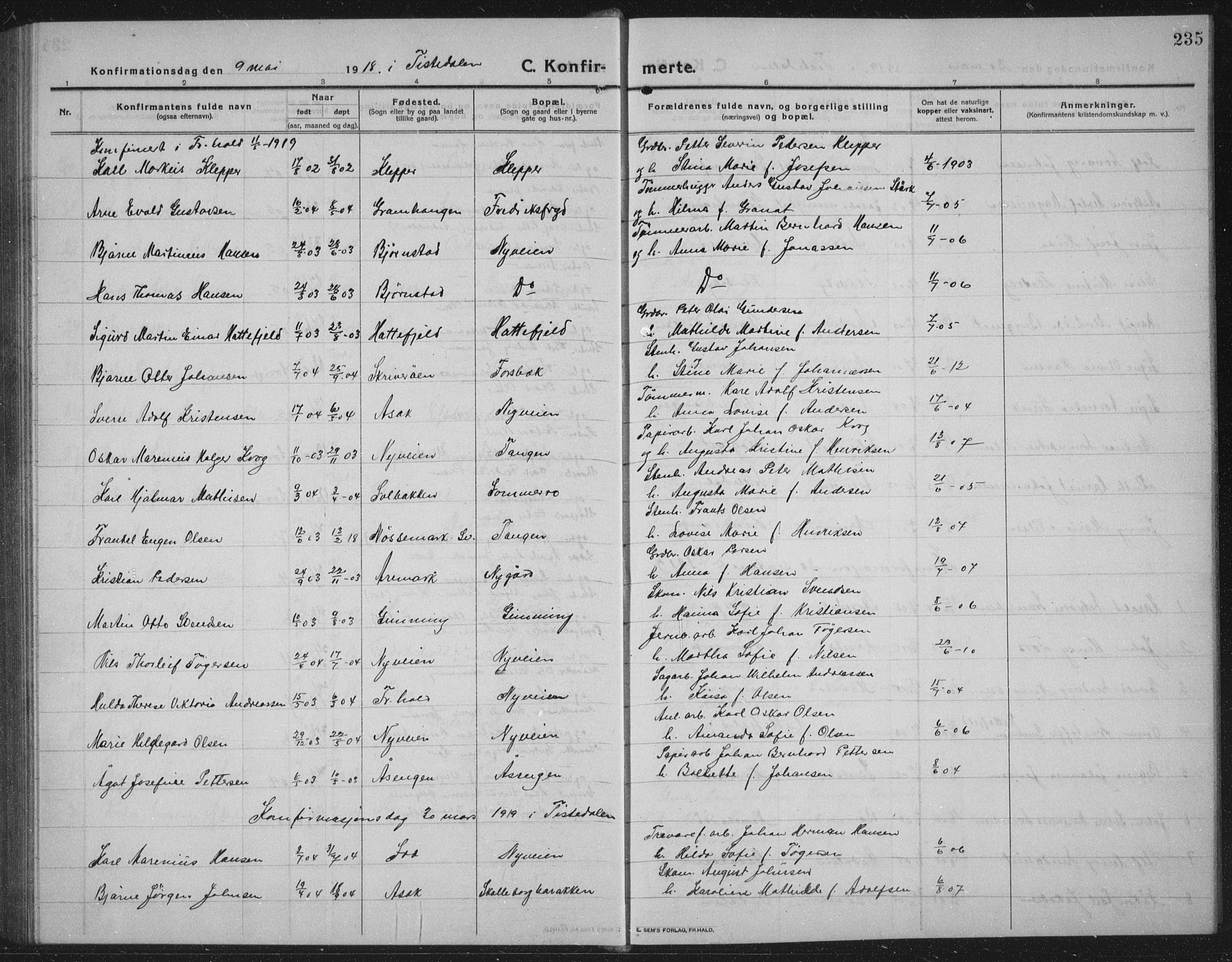 Idd prestekontor Kirkebøker, SAO/A-10911/G/Gb/L0003: Parish register (copy) no. II 3, 1914-1940, p. 235