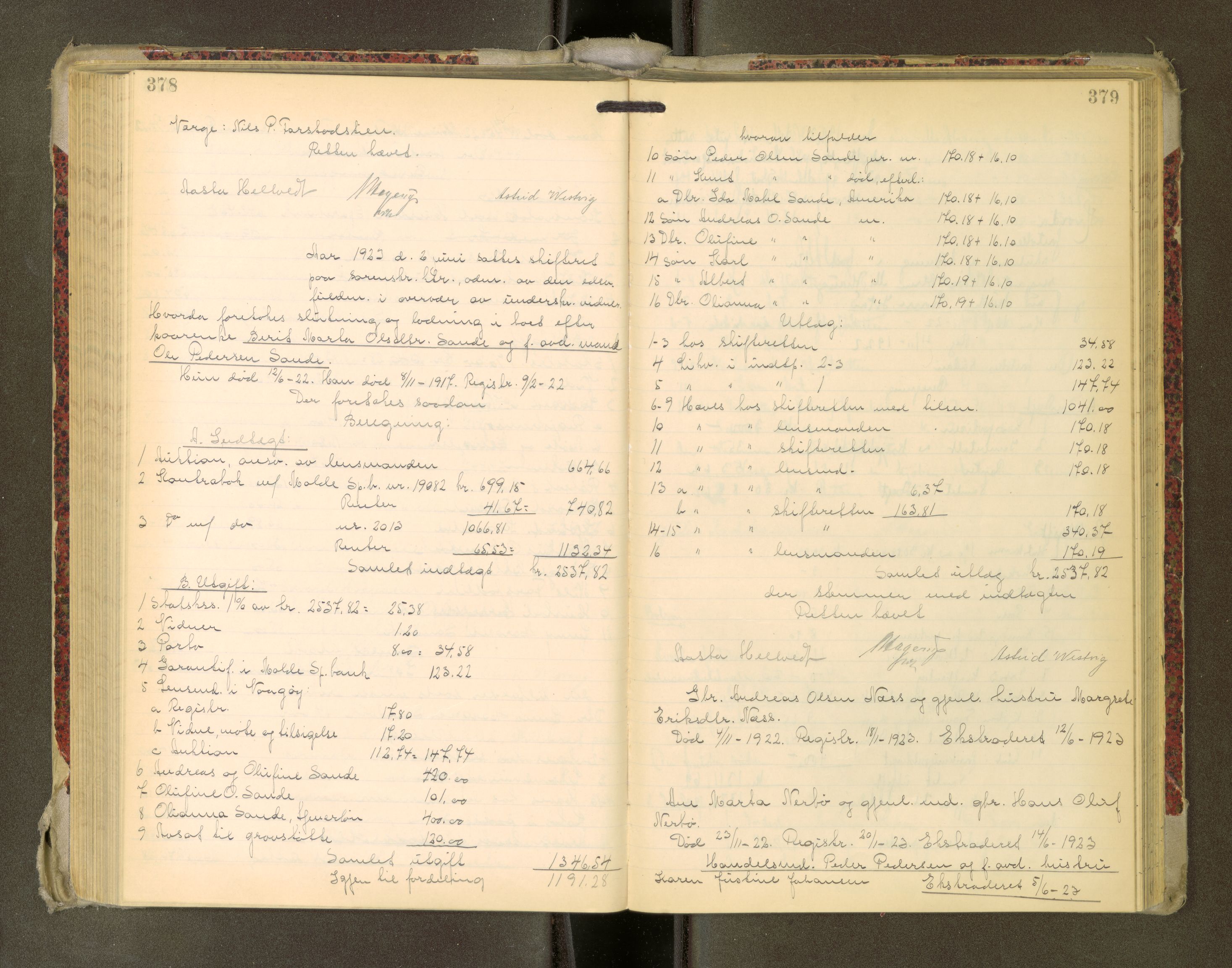 Romsdal sorenskriveri, AV/SAT-A-4149/1/3/3A/L0022: Skifteutlodnings Protokoll, 1920-1924, p. 378-379