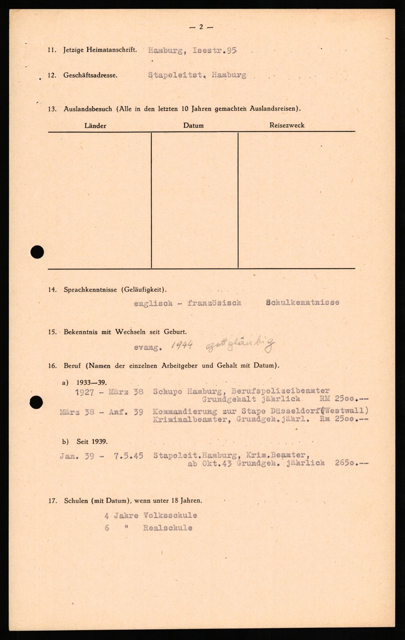 Forsvaret, Forsvarets overkommando II, AV/RA-RAFA-3915/D/Db/L0029: CI Questionaires. Tyske okkupasjonsstyrker i Norge. Tyskere., 1945-1946, p. 367