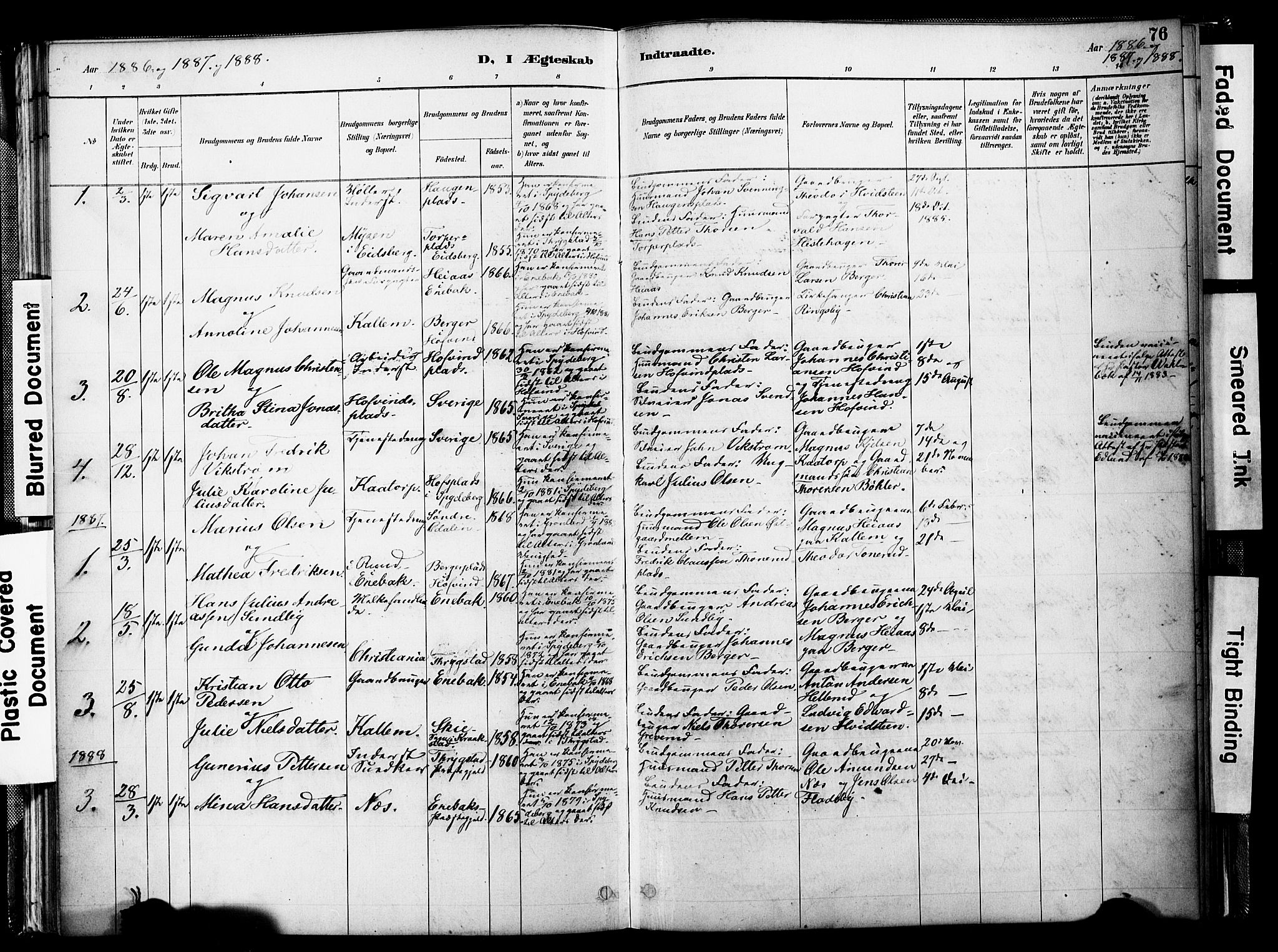 Spydeberg prestekontor Kirkebøker, SAO/A-10924/F/Fb/L0001: Parish register (official) no. II 1, 1886-1907, p. 76