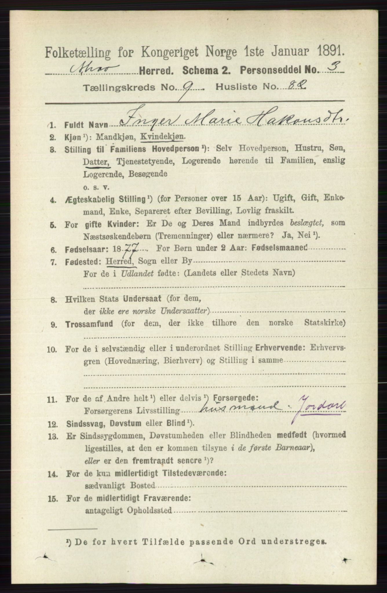 RA, 1891 census for 0613 Norderhov, 1891, p. 7195