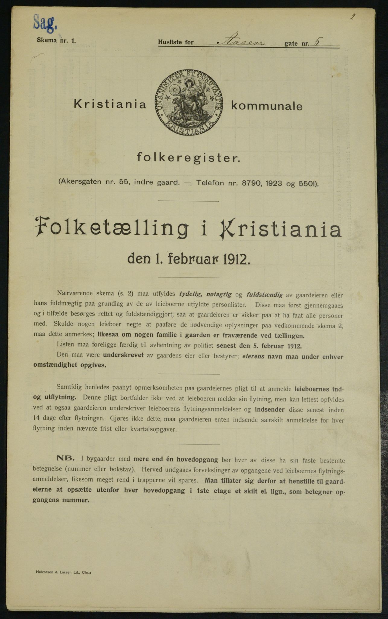 OBA, Municipal Census 1912 for Kristiania, 1912, p. 131075