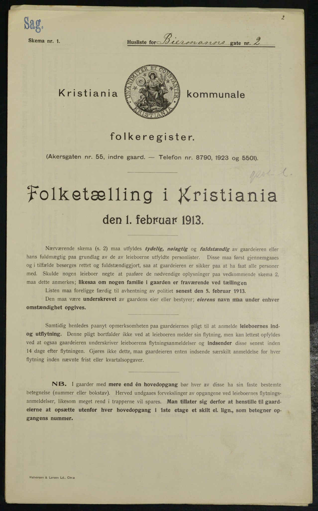 OBA, Municipal Census 1913 for Kristiania, 1913, p. 4621