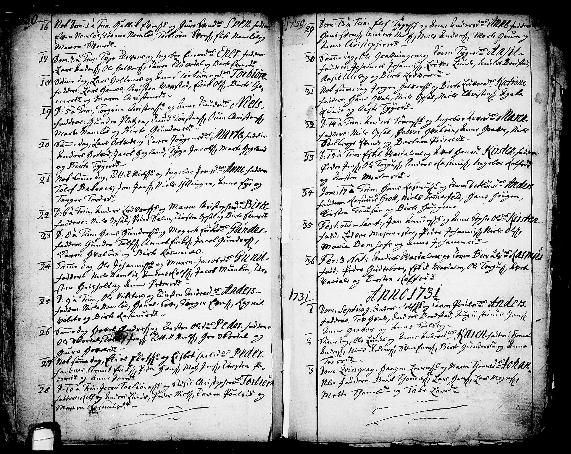 Holla kirkebøker, SAKO/A-272/F/Fa/L0001: Parish register (official) no. 1, 1717-1779, p. 18