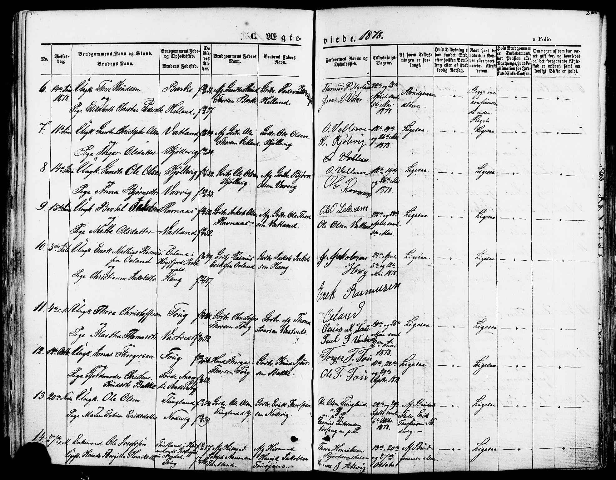 Strand sokneprestkontor, SAST/A-101828/H/Ha/Haa/L0007: Parish register (official) no. A 7, 1855-1881, p. 265