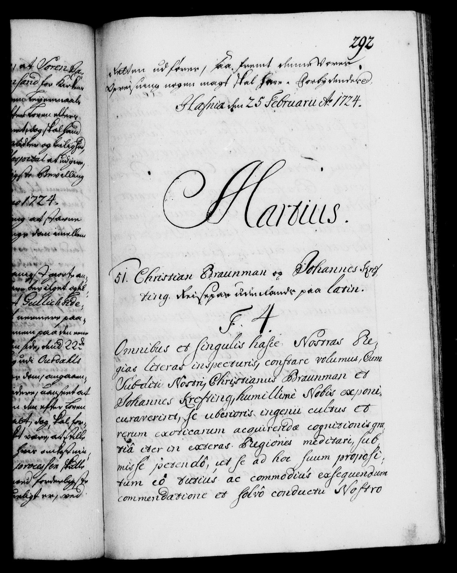 Danske Kanselli 1572-1799, AV/RA-EA-3023/F/Fc/Fca/Fcaa/L0024: Norske registre, 1723-1725, p. 292a