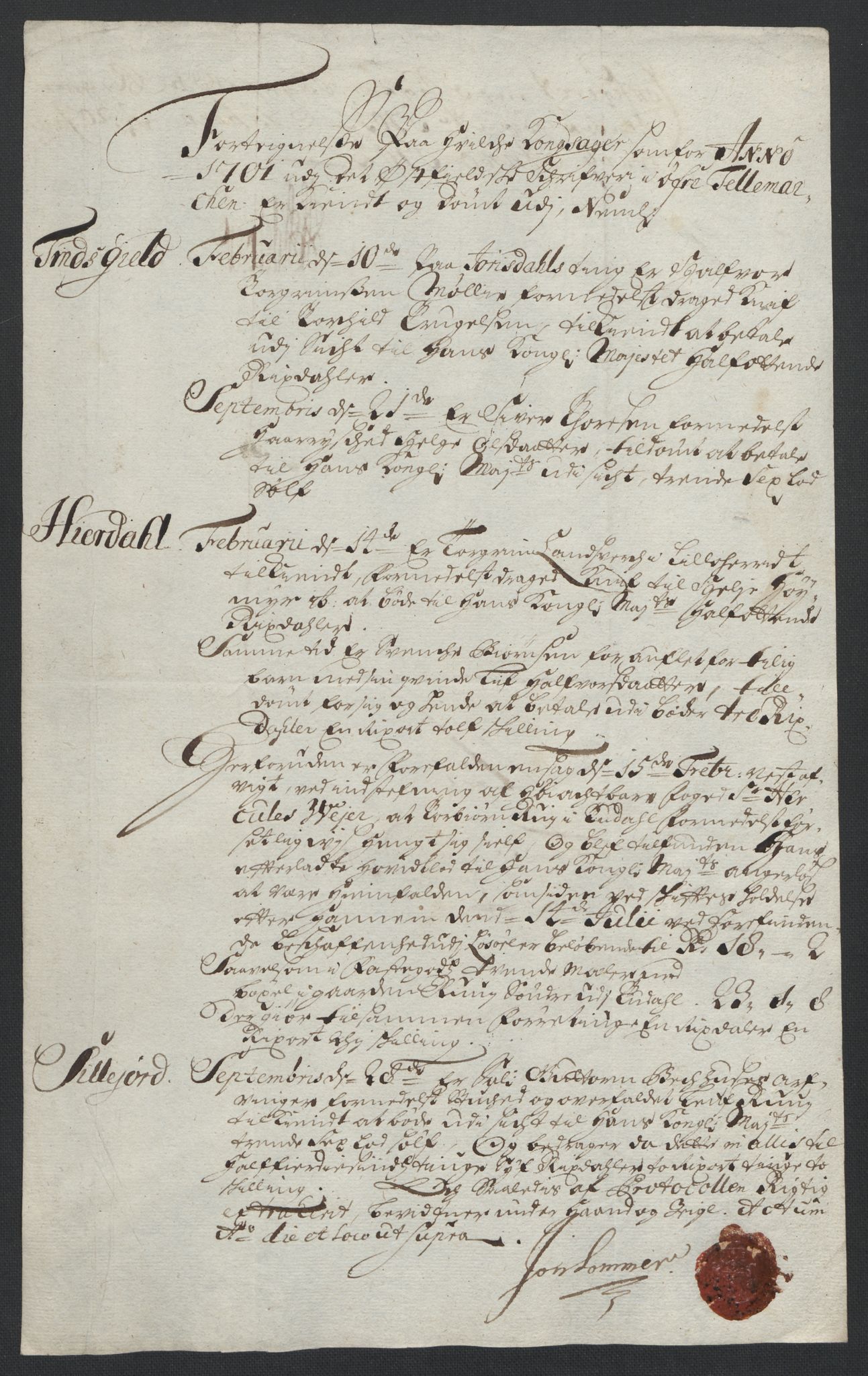 Rentekammeret inntil 1814, Reviderte regnskaper, Fogderegnskap, AV/RA-EA-4092/R36/L2105: Fogderegnskap Øvre og Nedre Telemark og Bamble, 1701, p. 45