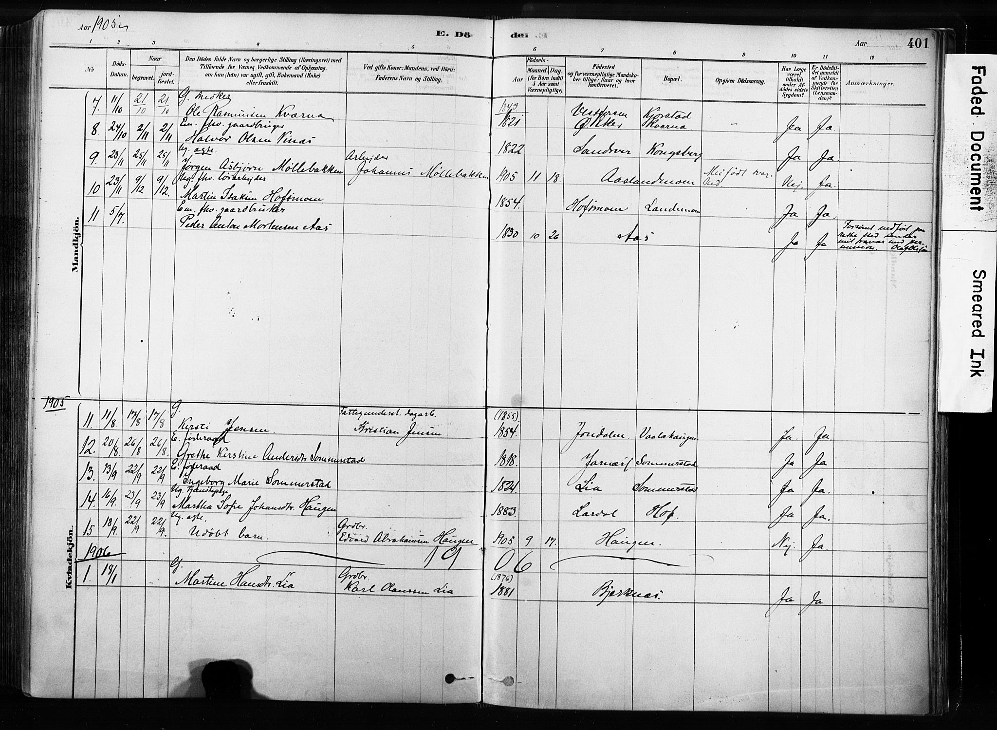 Sandsvær kirkebøker, SAKO/A-244/F/Fb/L0001: Parish register (official) no. II 1, 1878-1906, p. 401