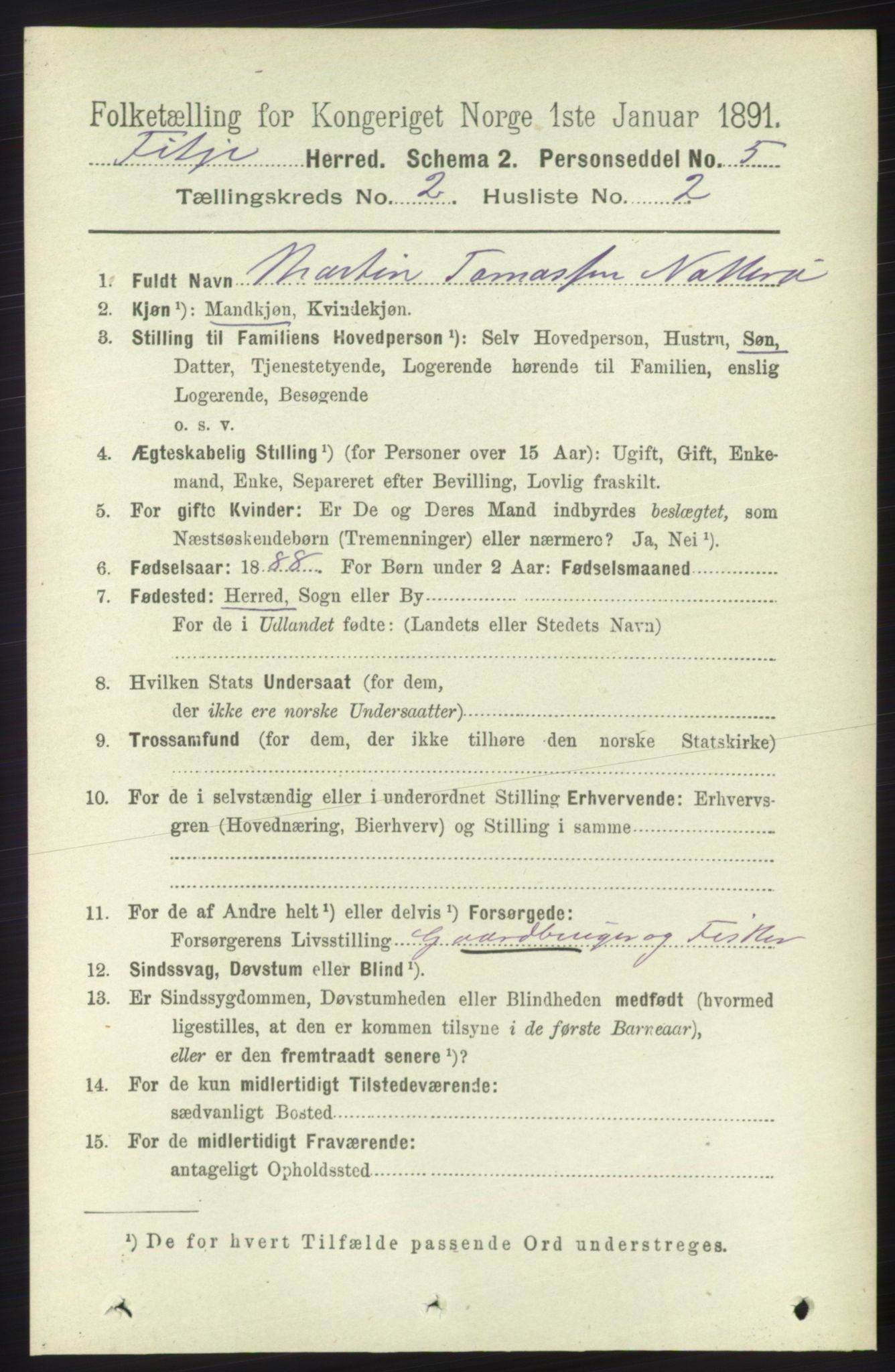 RA, 1891 census for 1222 Fitjar, 1891, p. 653