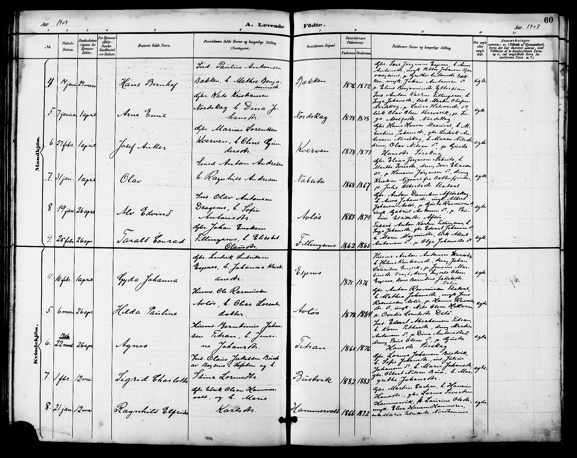 Ministerialprotokoller, klokkerbøker og fødselsregistre - Sør-Trøndelag, SAT/A-1456/641/L0598: Parish register (copy) no. 641C02, 1893-1910, p. 60