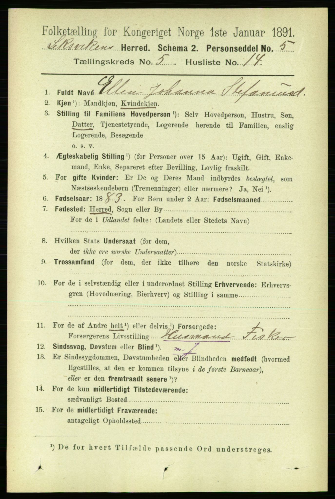 RA, 1891 census for 1718 Leksvik, 1891, p. 2629