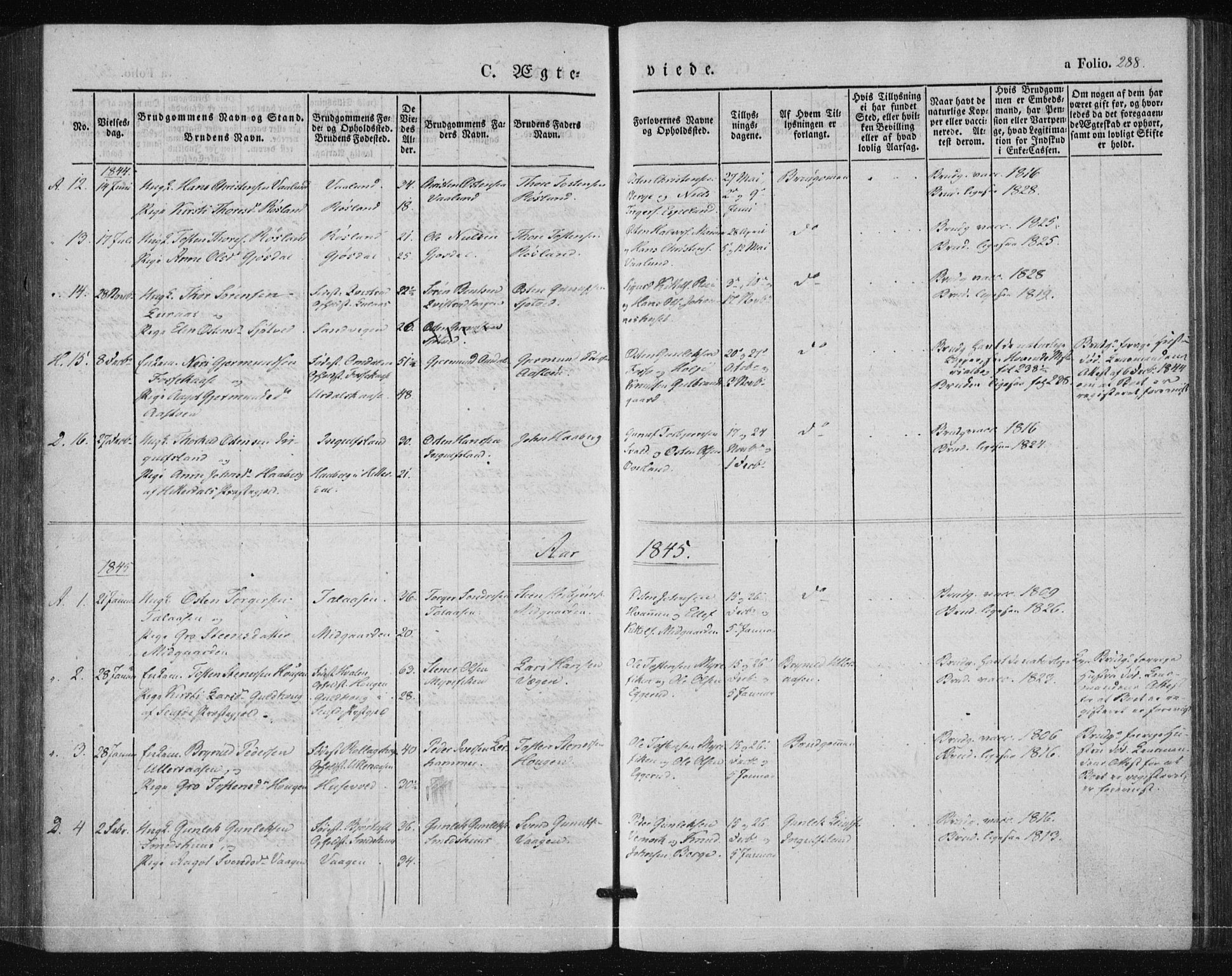 Tinn kirkebøker, AV/SAKO-A-308/F/Fa/L0005: Parish register (official) no. I 5, 1844-1856, p. 288