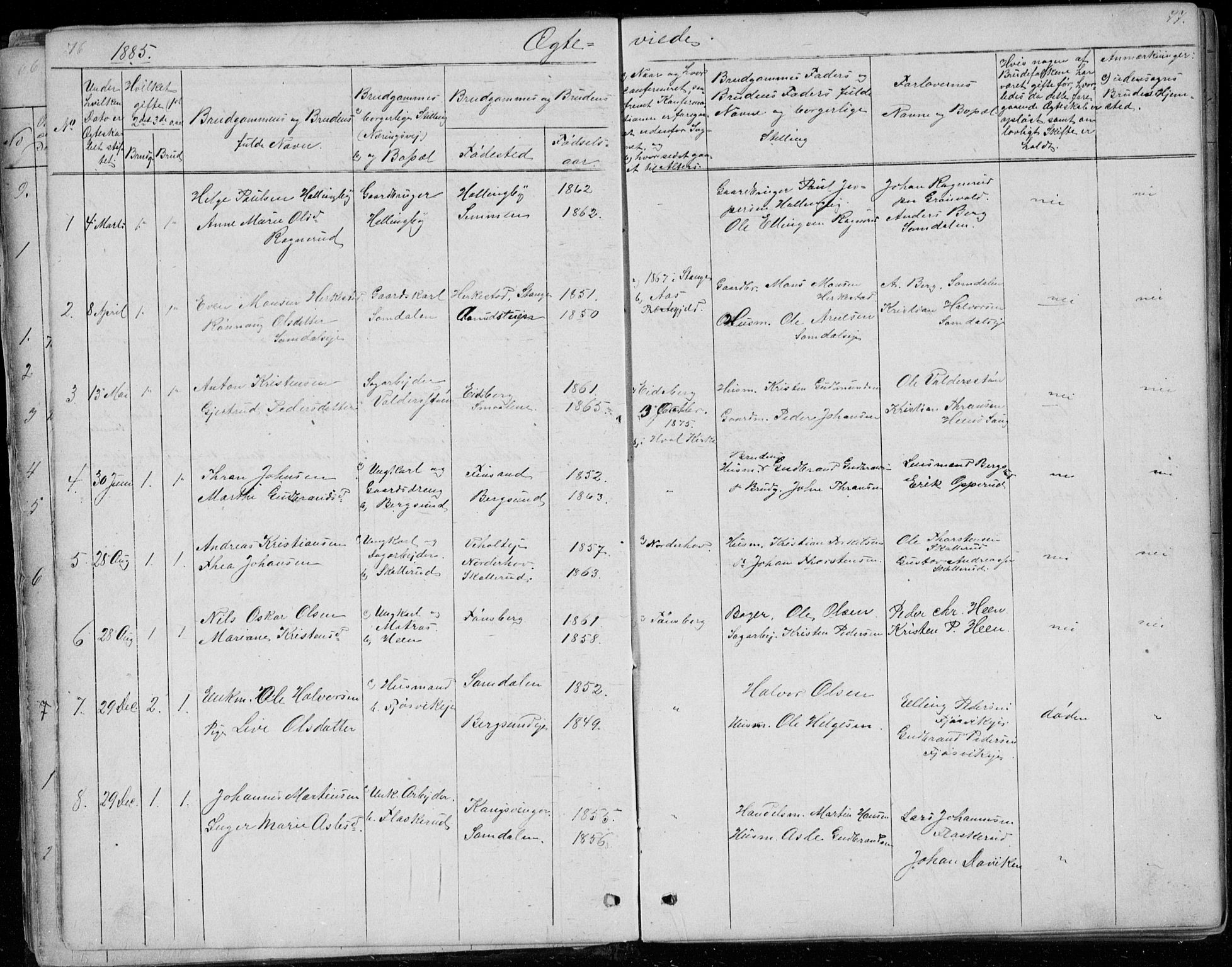 Ådal kirkebøker, AV/SAKO-A-248/G/Gc/L0001: Parish register (copy) no. III 1, 1862-1898, p. 76-77