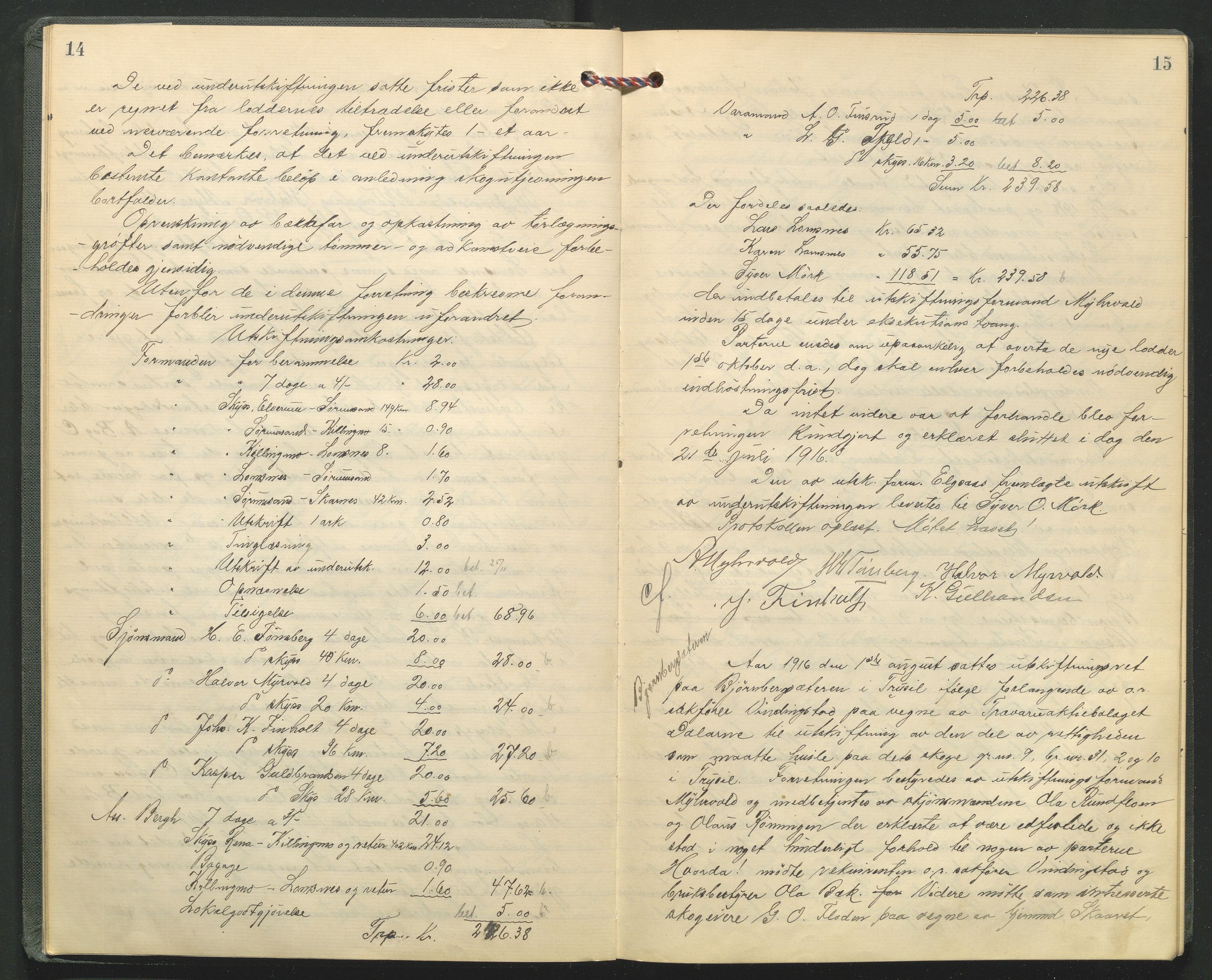 Hedmark og Østerdal jordskifterett, AV/SAH-JORDSKIFTEH-002/G/Ga/L0005/0001: Rettsbøker / Rettsbok - O, 1916-1921, p. 14-15