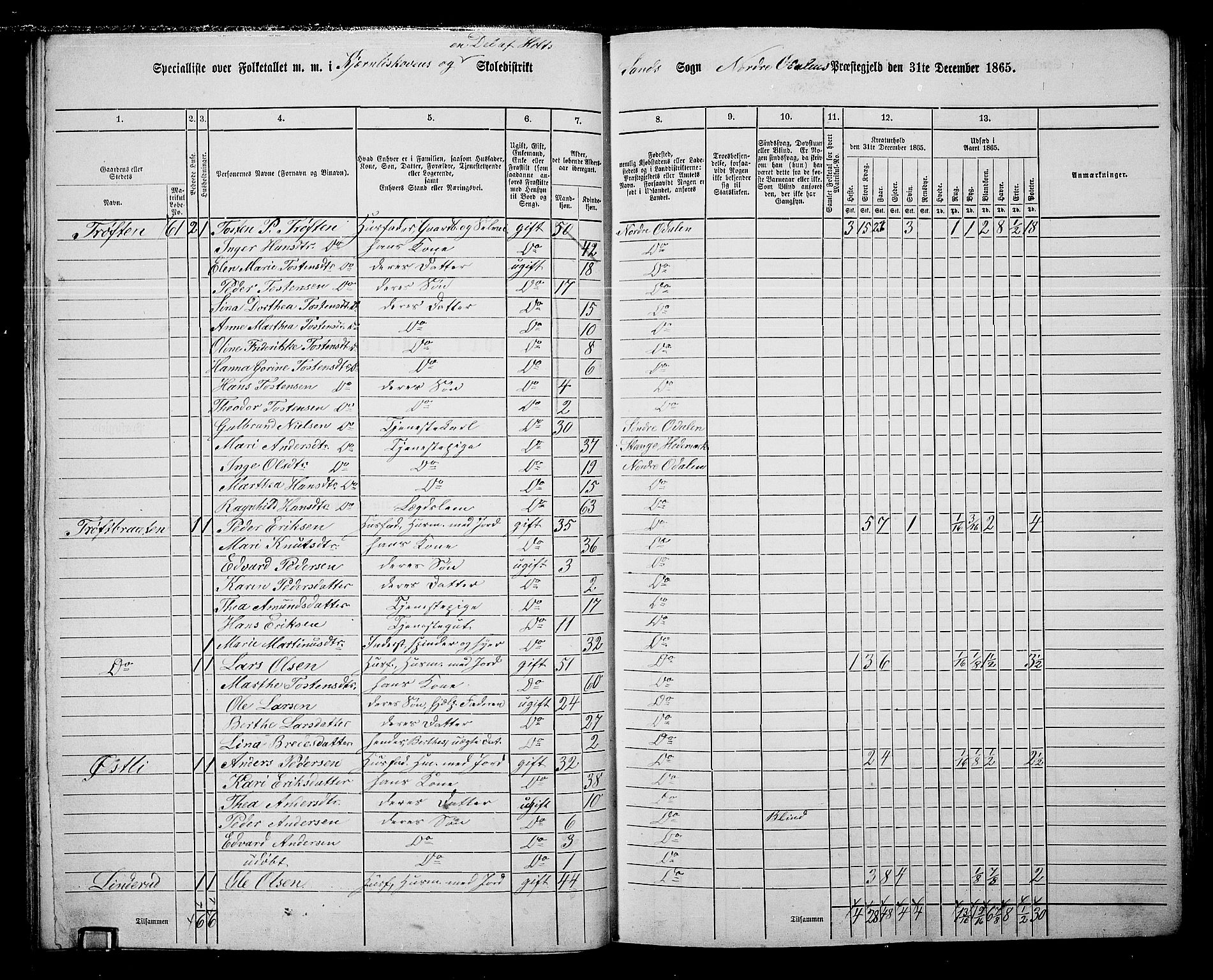 RA, 1865 census for Nord-Odal, 1865, p. 53