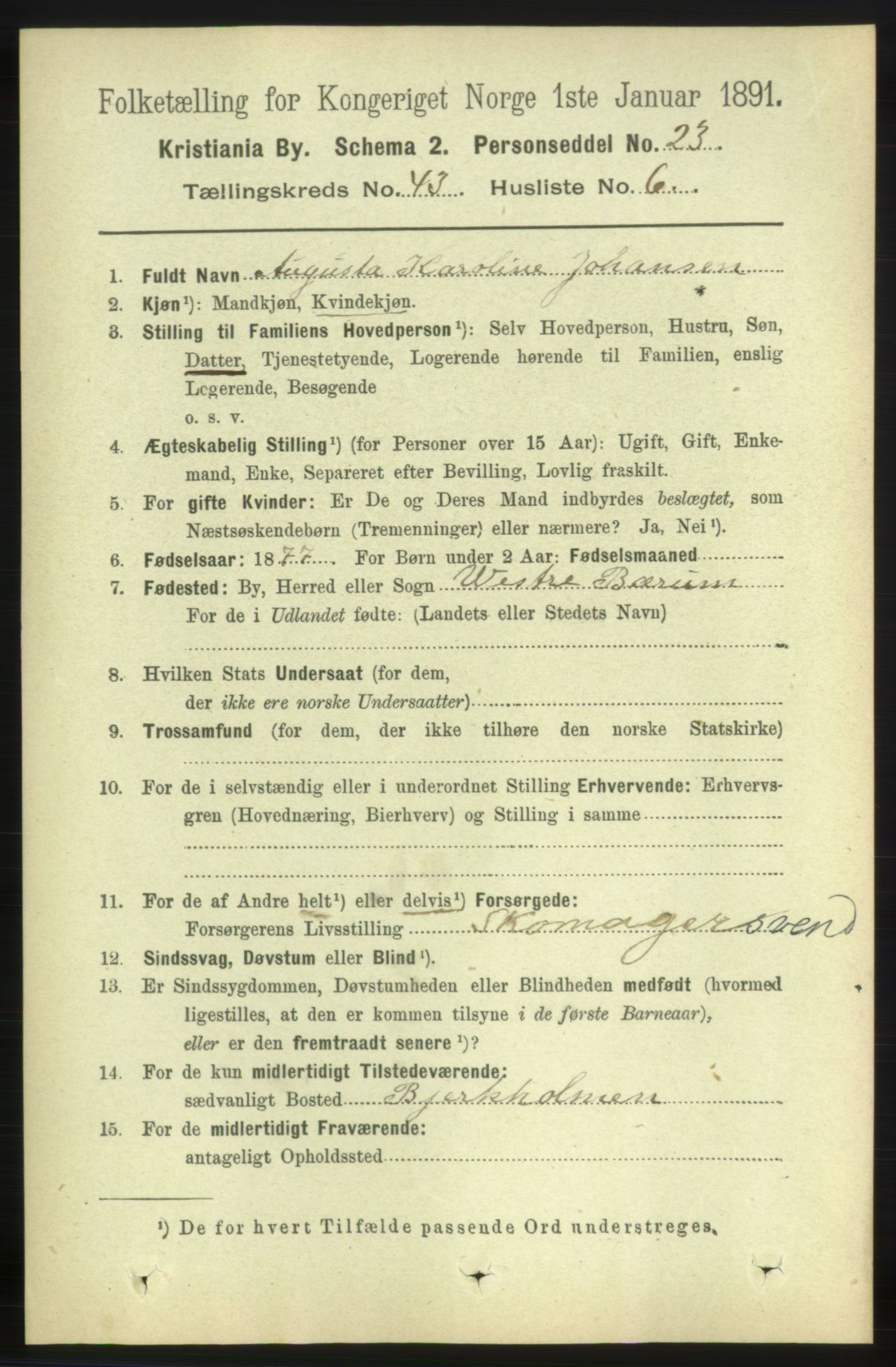 RA, 1891 census for 0301 Kristiania, 1891, p. 25719
