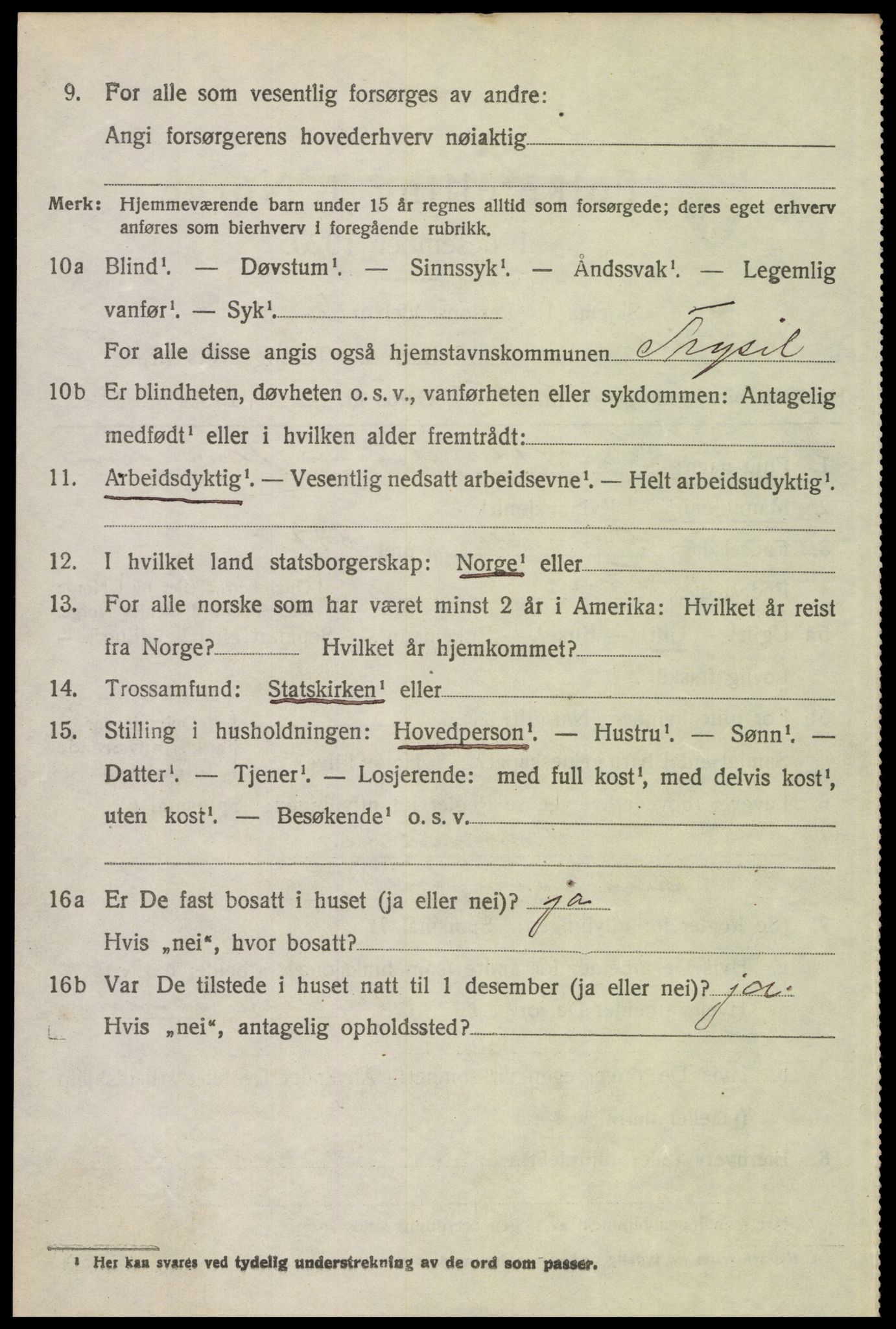 SAH, 1920 census for Trysil, 1920, p. 8818