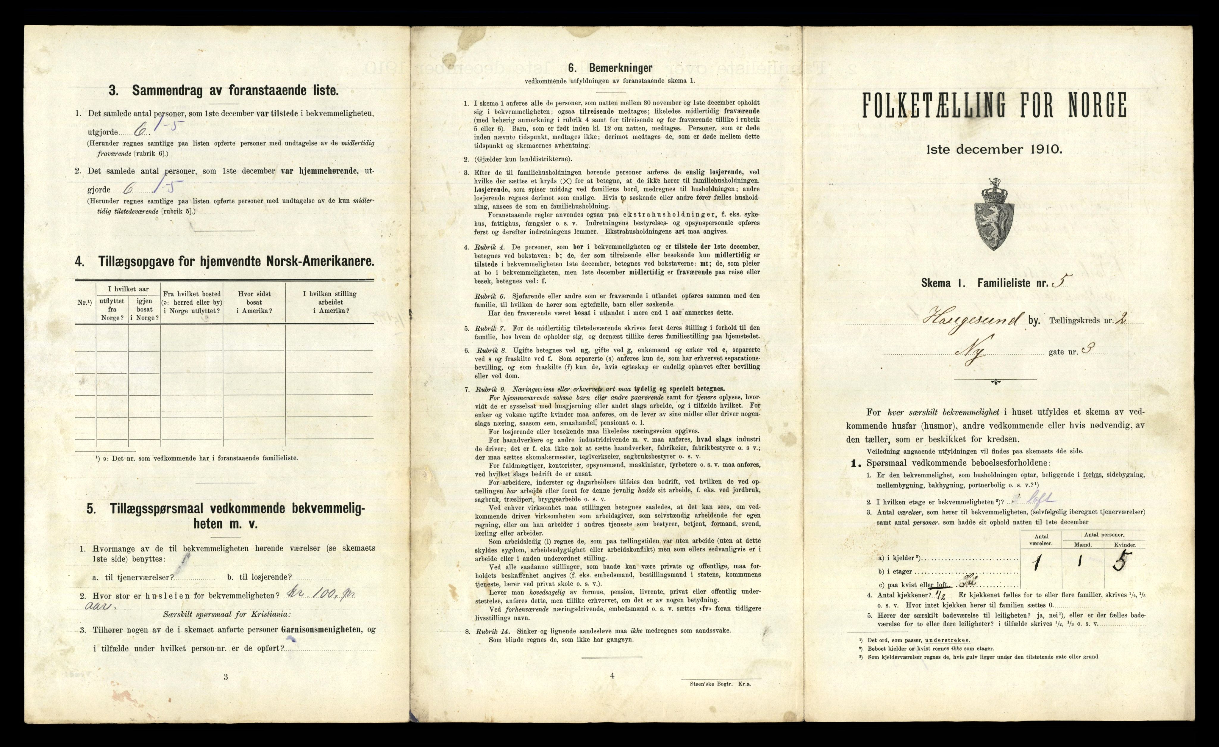 RA, 1910 census for Haugesund, 1910, p. 1436