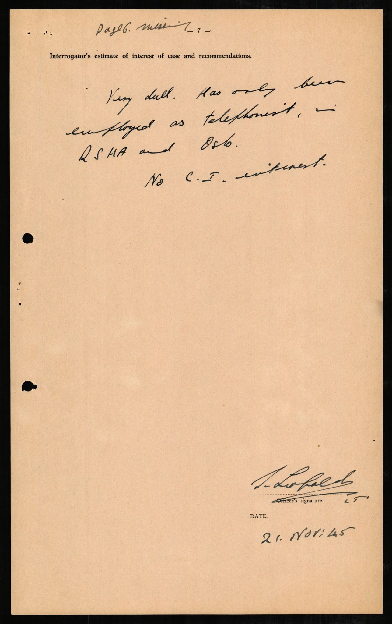 Forsvaret, Forsvarets overkommando II, AV/RA-RAFA-3915/D/Db/L0003: CI Questionaires. Tyske okkupasjonsstyrker i Norge. Tyskere., 1945-1946, p. 177