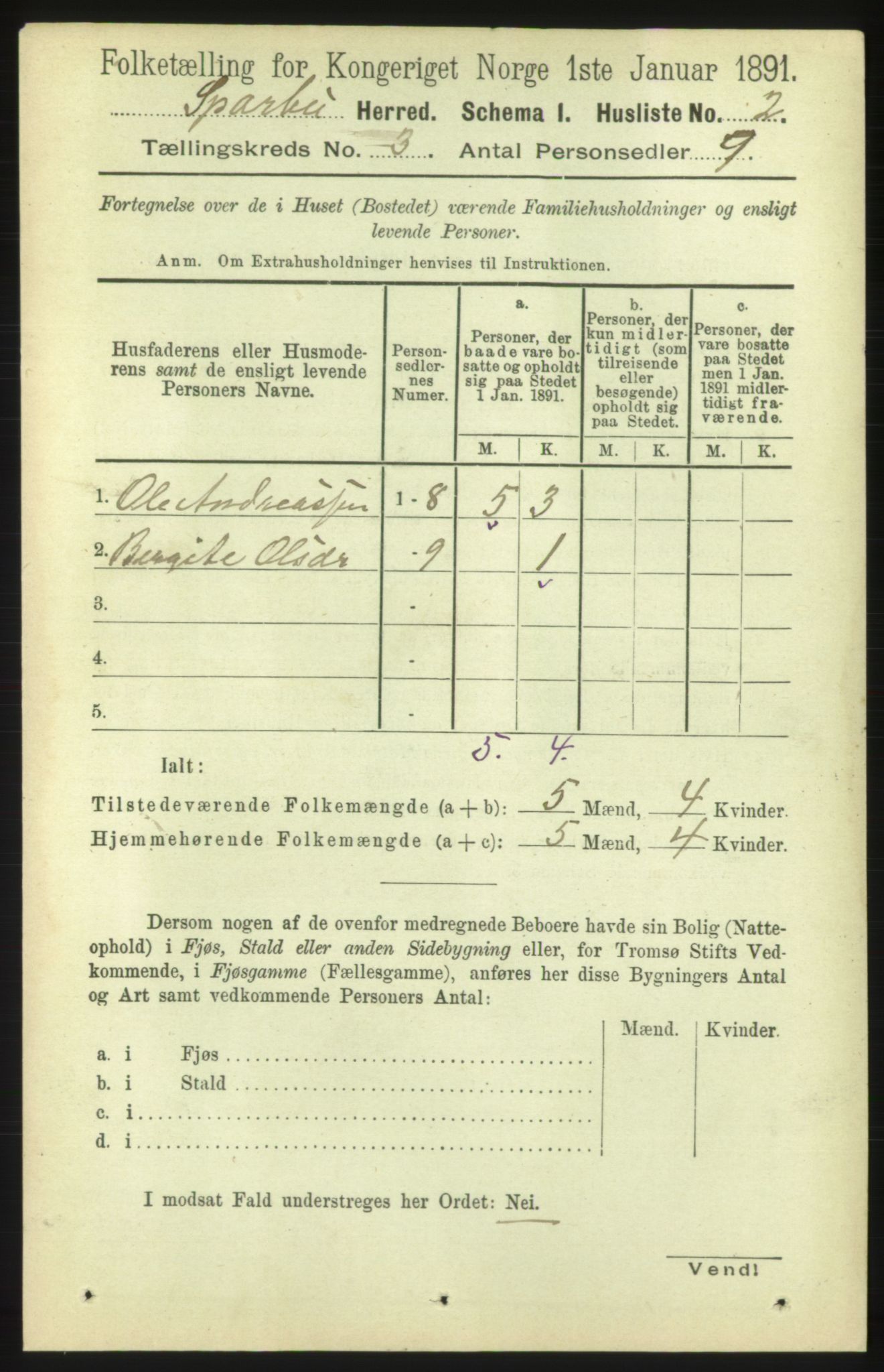 RA, 1891 census for 1731 Sparbu, 1891, p. 797