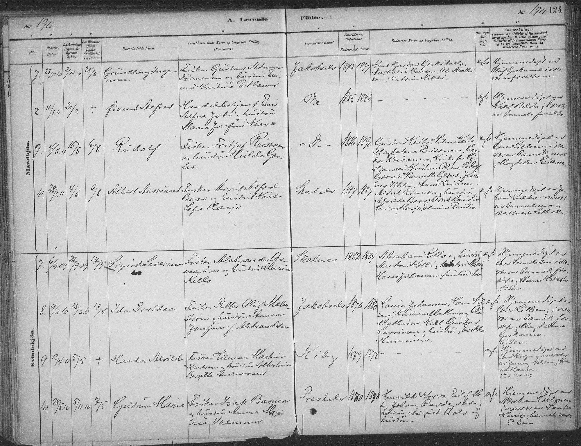Vadsø sokneprestkontor, SATØ/S-1325/H/Ha/L0009kirke: Parish register (official) no. 9, 1881-1917, p. 124