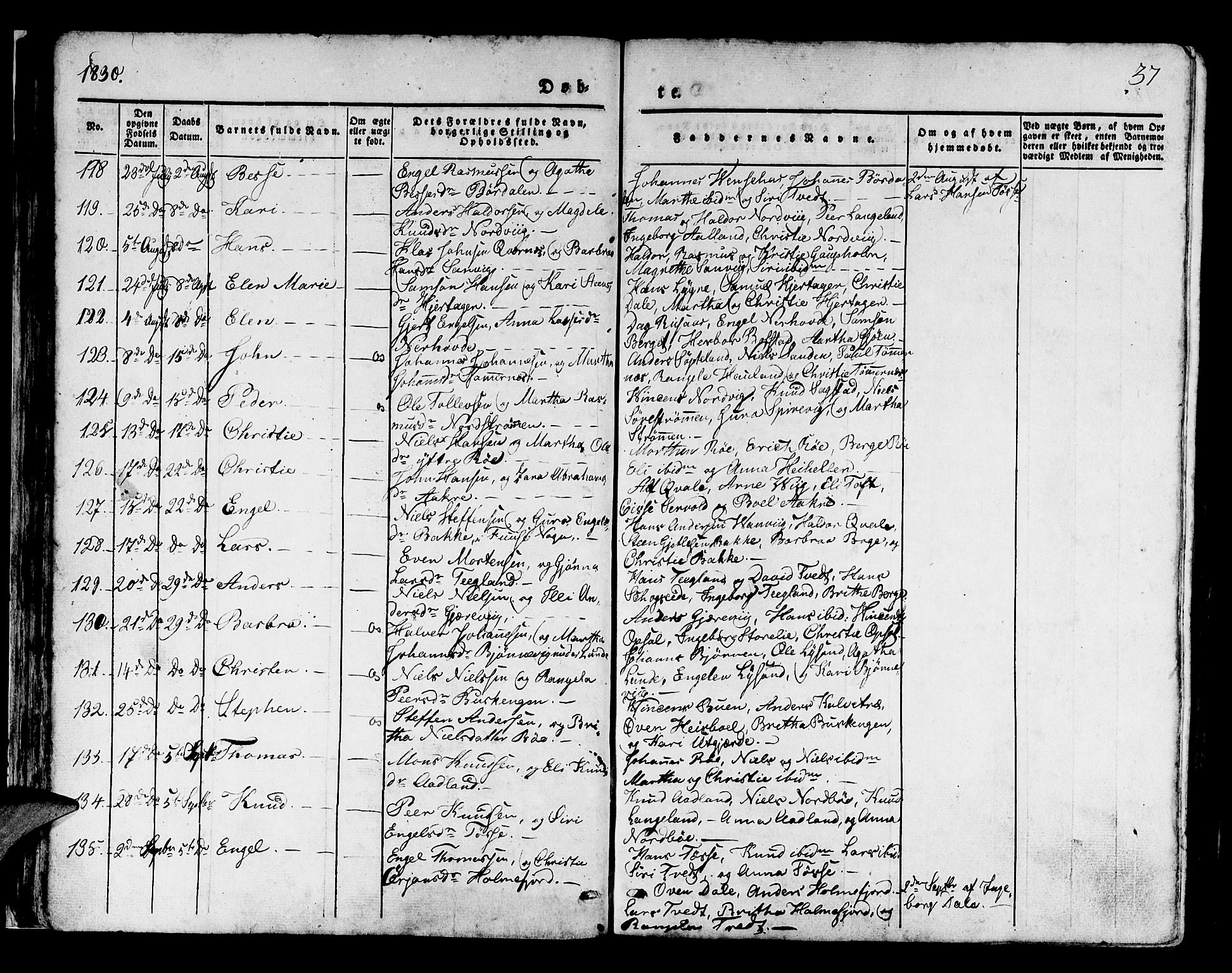 Os sokneprestembete, AV/SAB-A-99929: Parish register (official) no. A 14, 1826-1839, p. 37