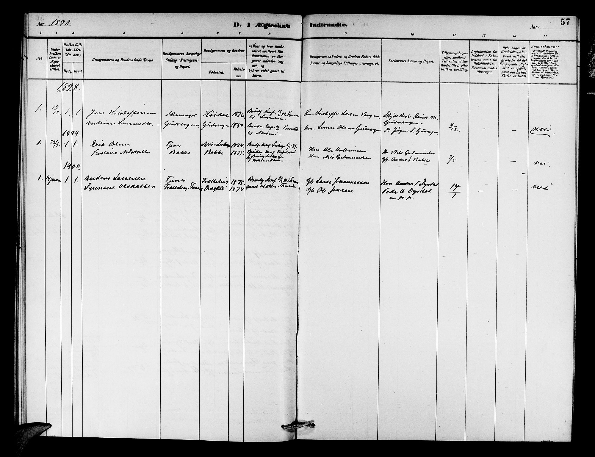 Aurland sokneprestembete, SAB/A-99937/H/Hb/Hbc/L0002: Parish register (copy) no. C 2, 1883-1900, p. 57