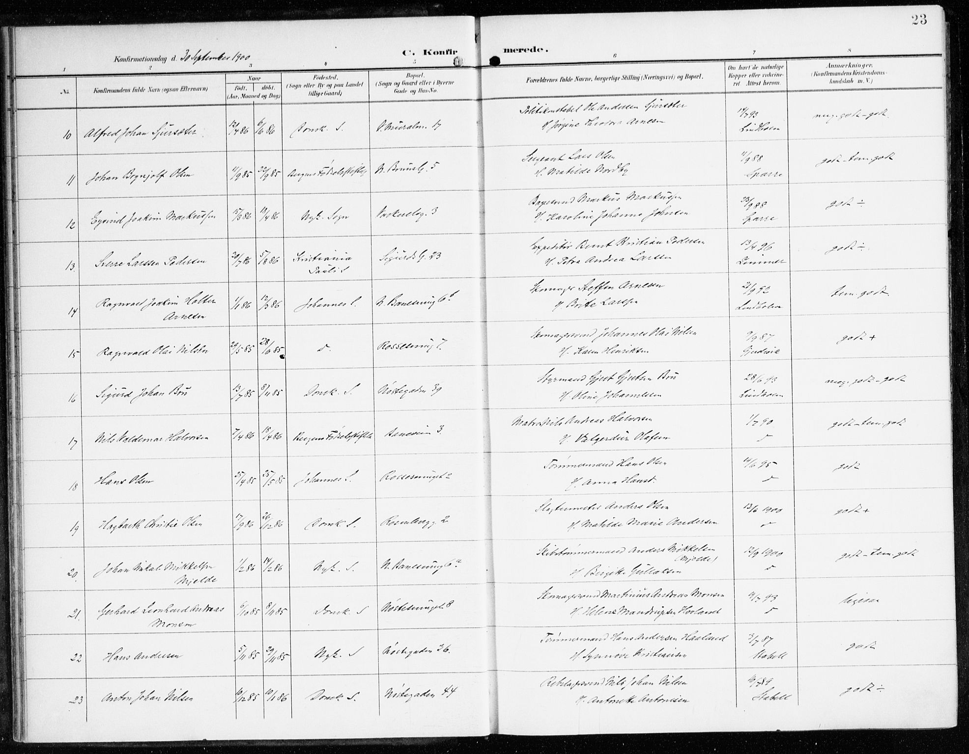 Domkirken sokneprestembete, AV/SAB-A-74801/H/Haa/L0031: Parish register (official) no. C 6, 1898-1915, p. 23