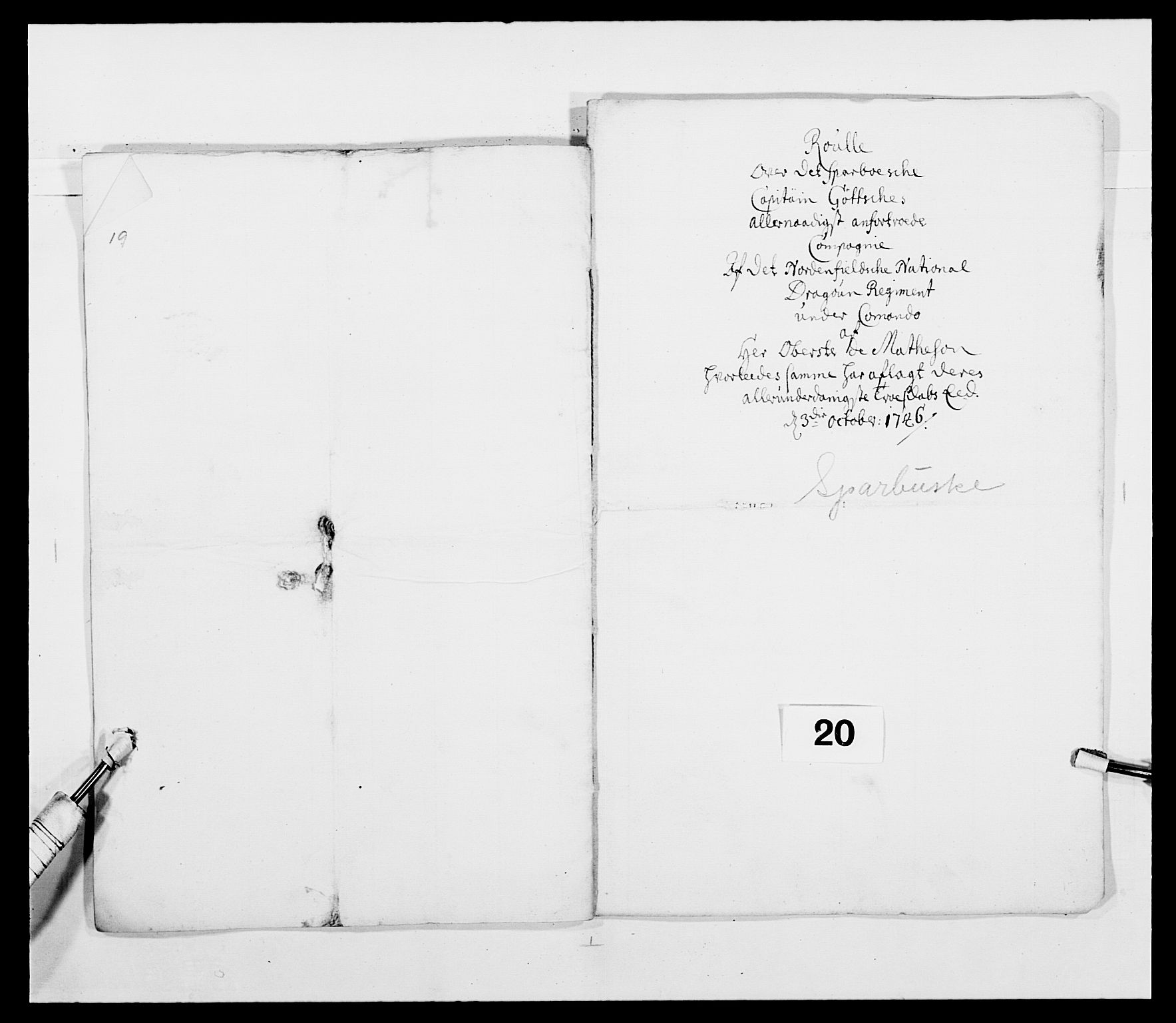 Kommanderende general (KG I) med Det norske krigsdirektorium, AV/RA-EA-5419/E/Ea/L0482: Nordafjelske dragonregiment, 1718-1761, p. 188