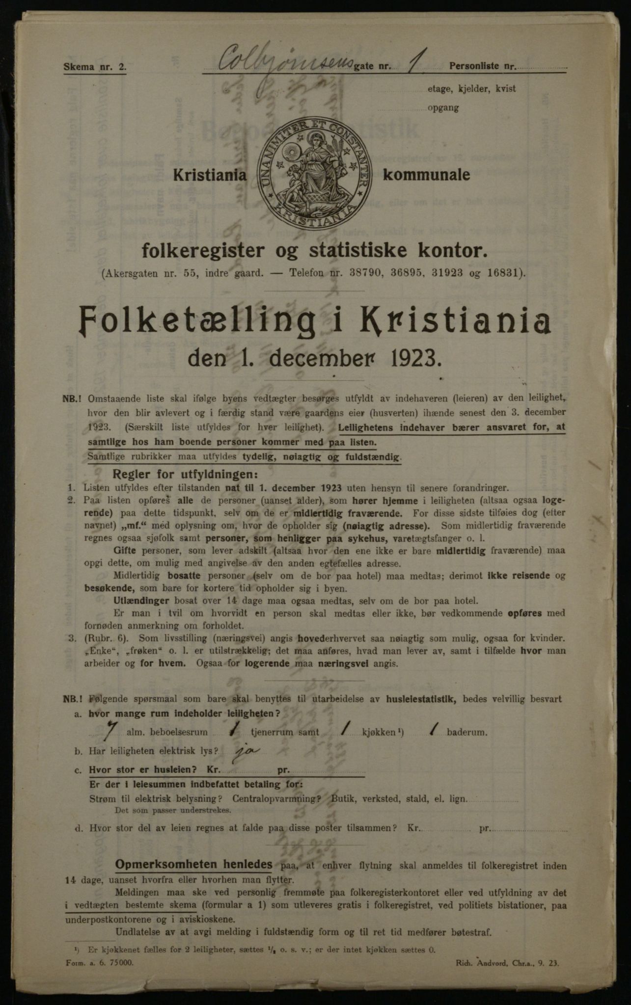 OBA, Municipal Census 1923 for Kristiania, 1923, p. 14575