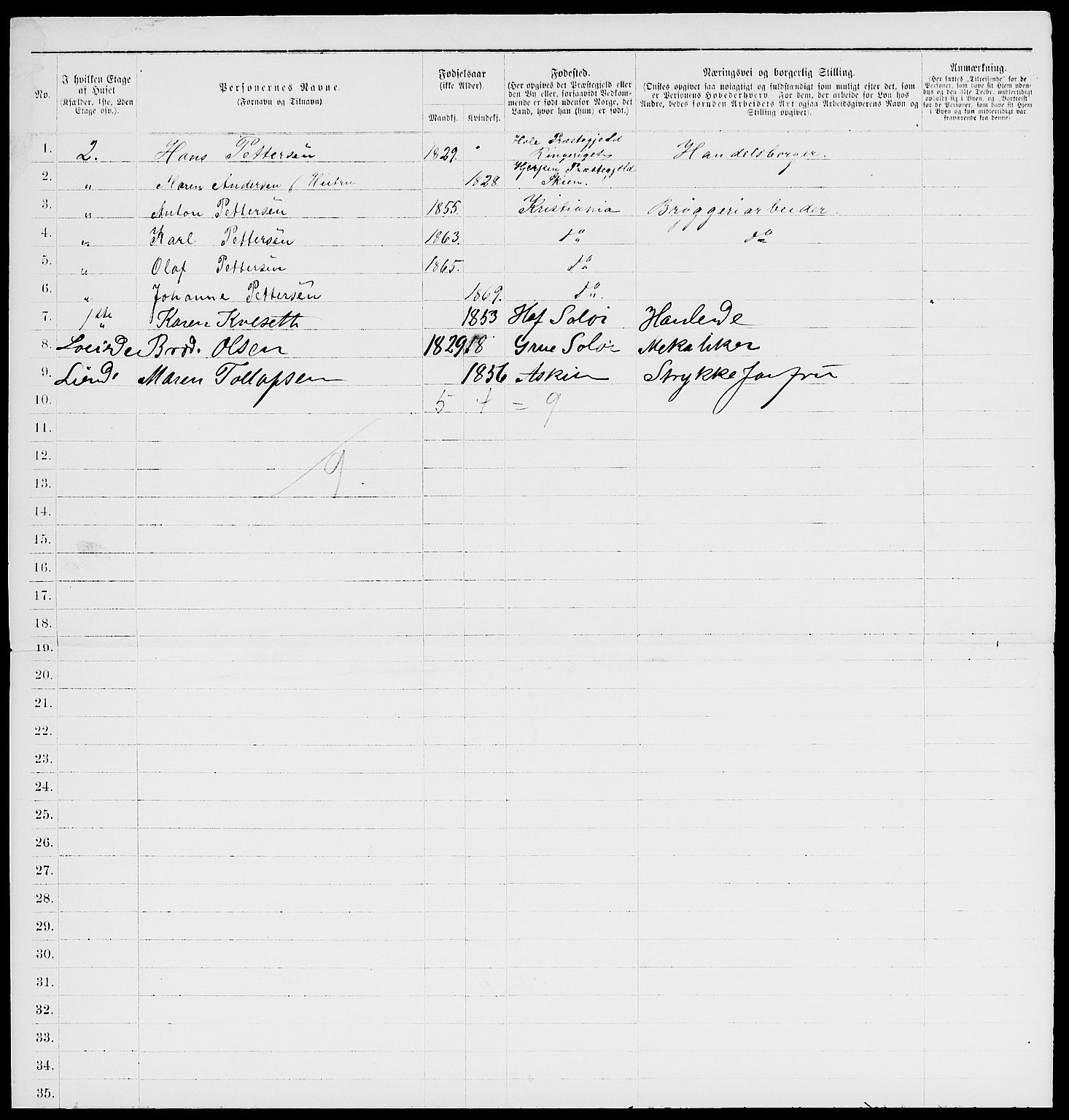 RA, 1885 census for 0301 Kristiania, 1885, p. 1346