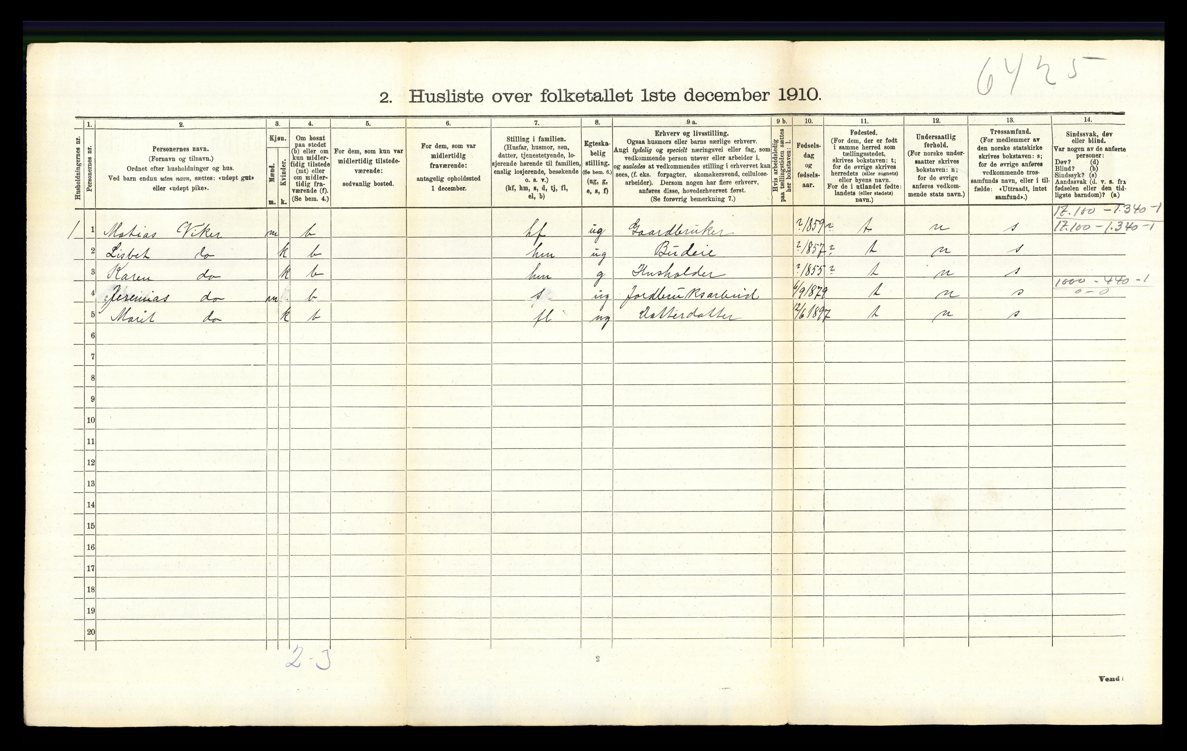 RA, 1910 census for Øyer, 1910, p. 952