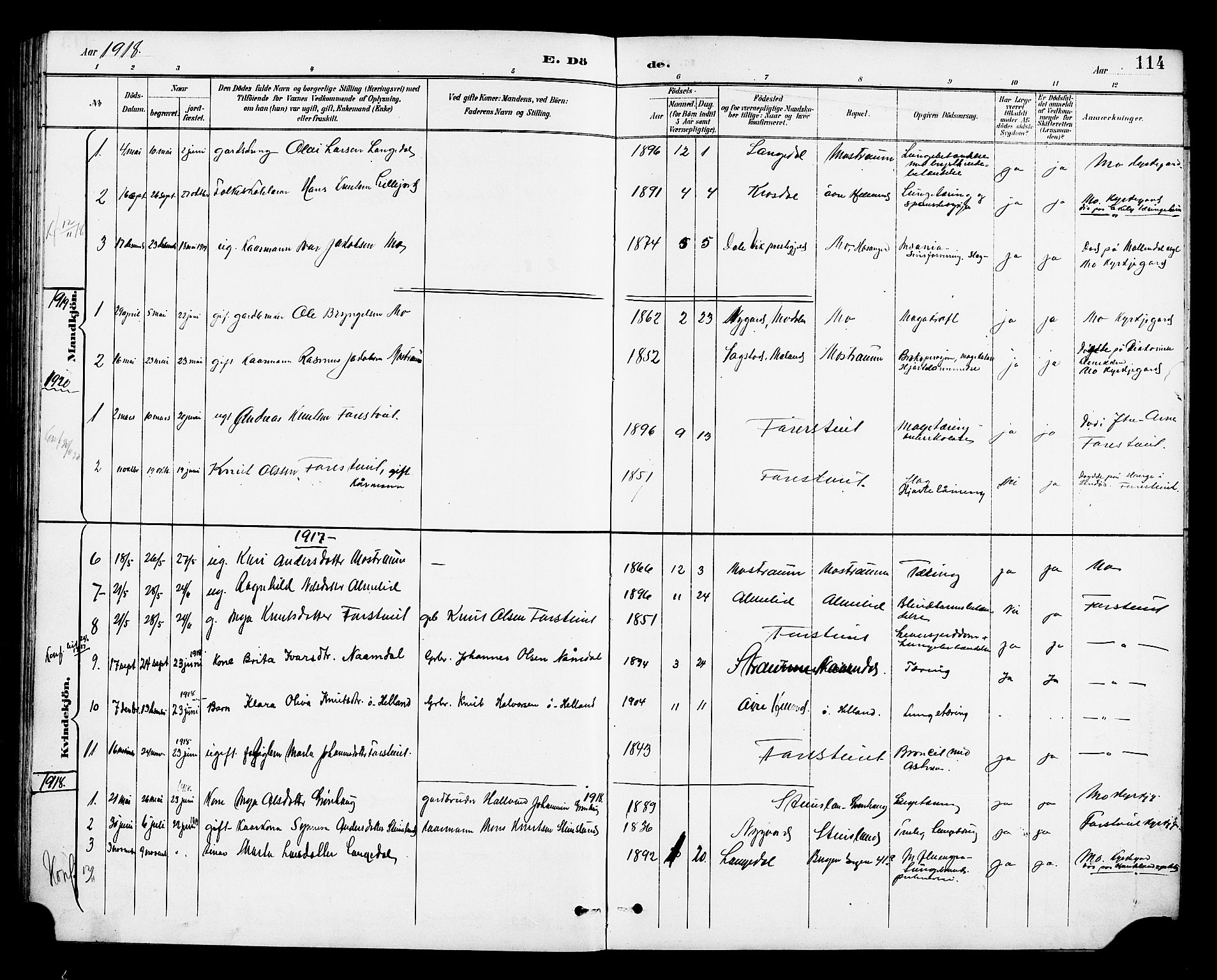 Osterfjorden Soknepresembete, SAB/A-77301: Parish register (copy) no. B 2, 1891-1922, p. 114