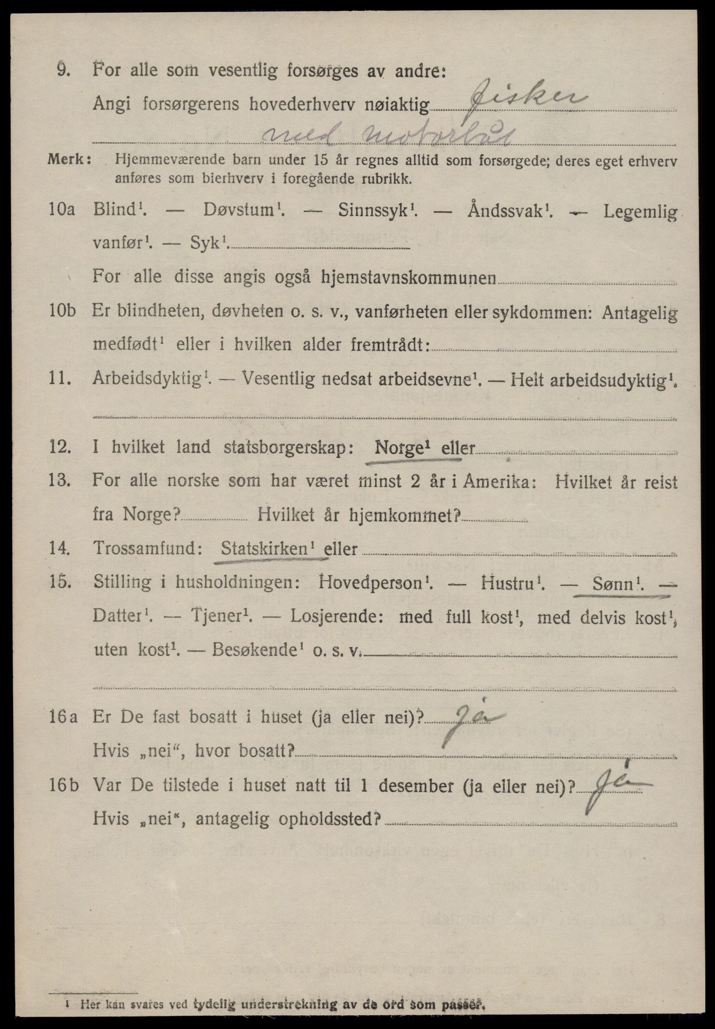 SAT, 1920 census for Vatne, 1920, p. 1809