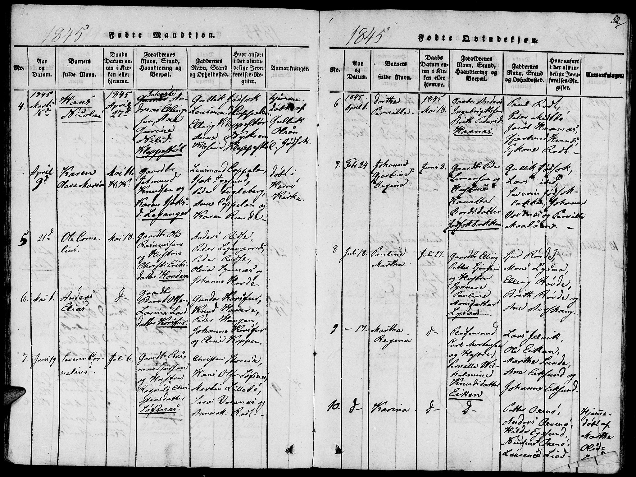 Ministerialprotokoller, klokkerbøker og fødselsregistre - Møre og Romsdal, AV/SAT-A-1454/504/L0054: Parish register (official) no. 504A01, 1816-1861, p. 52