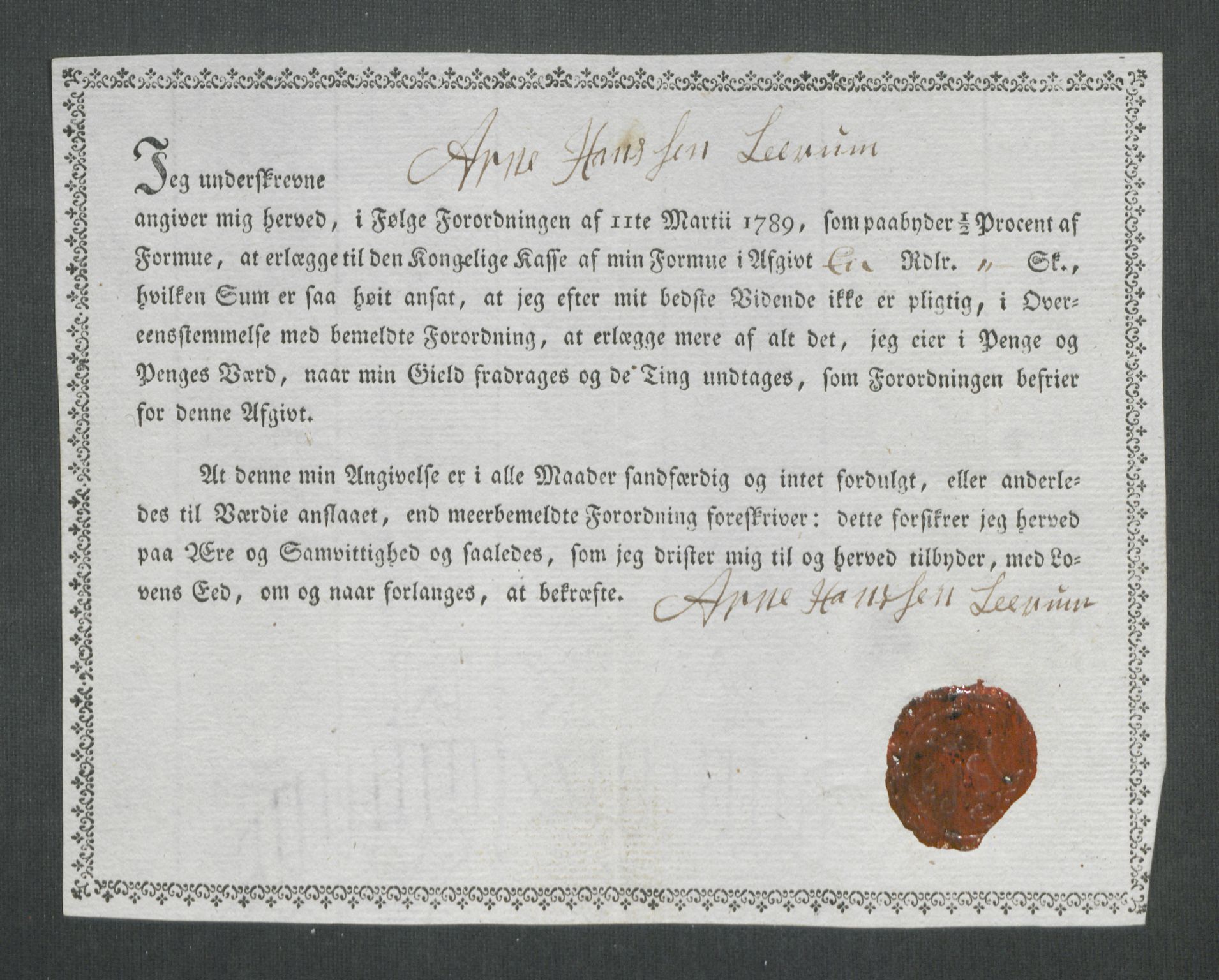 Rentekammeret inntil 1814, Reviderte regnskaper, Mindre regnskaper, AV/RA-EA-4068/Rf/Rfe/L0058: Ytre og Indre Sogn fogderi, 1789, p. 192