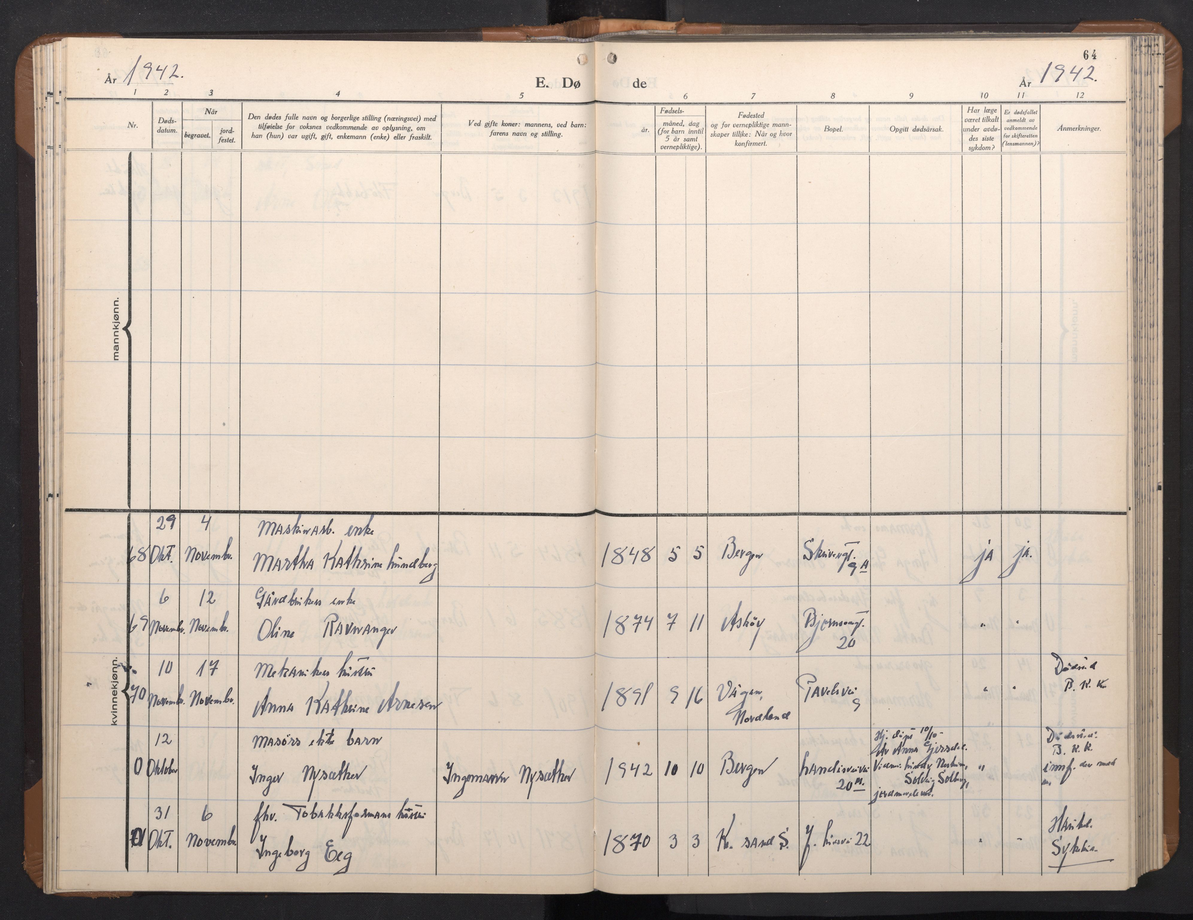 Årstad Sokneprestembete, AV/SAB-A-79301/H/Hab/L0026: Parish register (copy) no. D 3, 1940-1950, p. 63b-64a