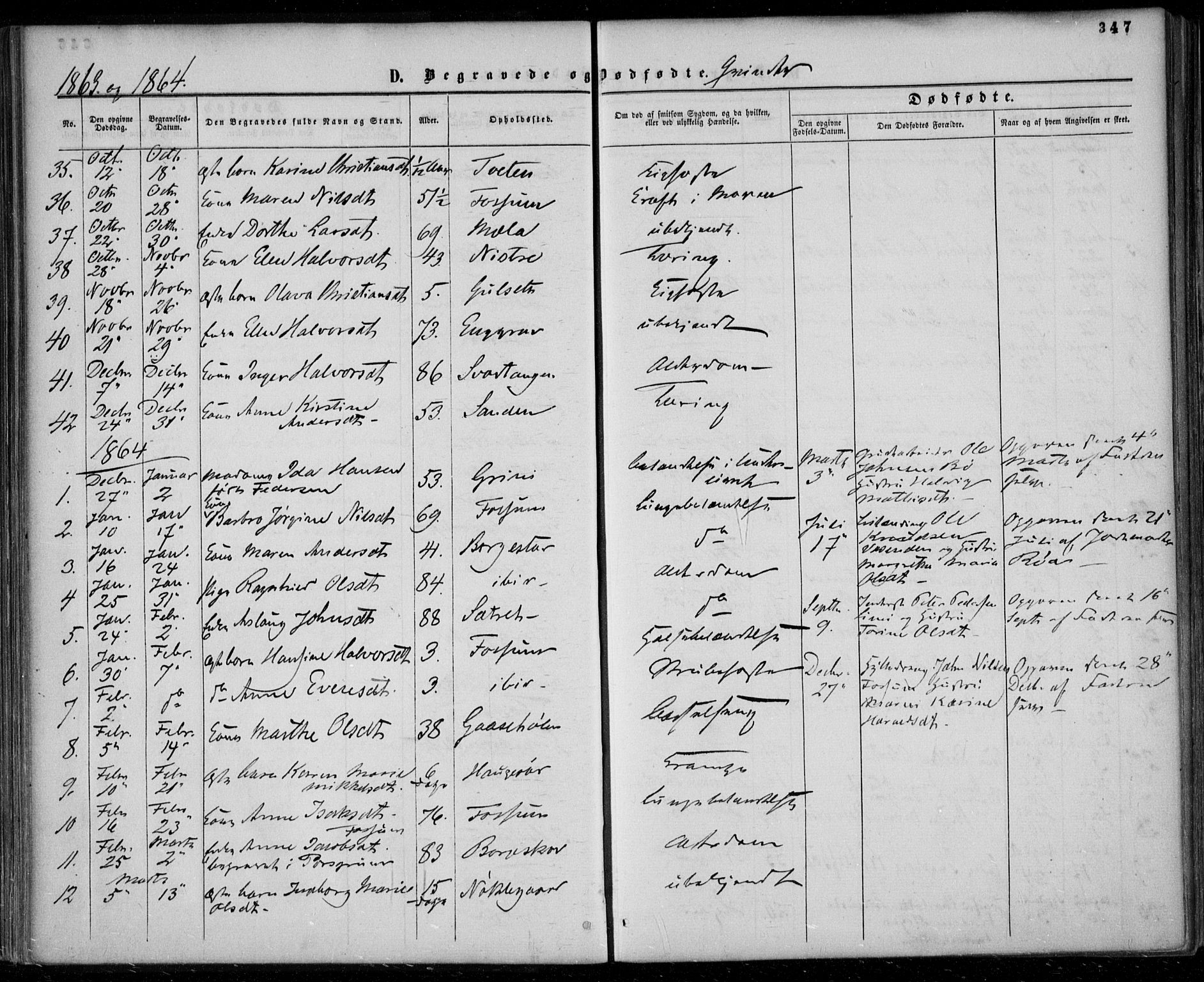 Gjerpen kirkebøker, SAKO/A-265/F/Fa/L0008b: Parish register (official) no. I 8B, 1857-1871, p. 347