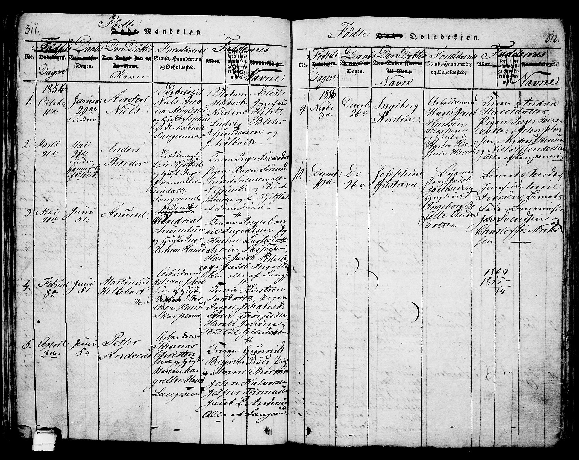 Langesund kirkebøker, SAKO/A-280/G/Ga/L0003: Parish register (copy) no. 3, 1815-1858, p. 311-312
