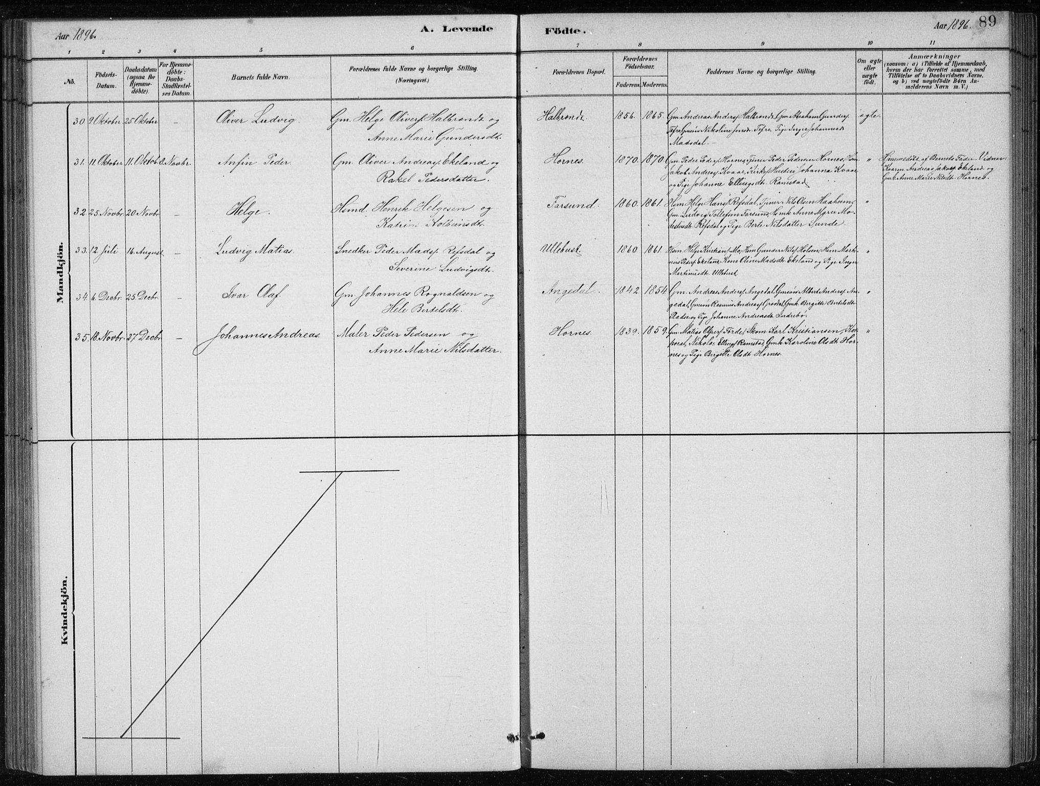 Førde sokneprestembete, AV/SAB-A-79901/H/Hab/Haba/L0002: Parish register (copy) no. A 2, 1881-1898, p. 89