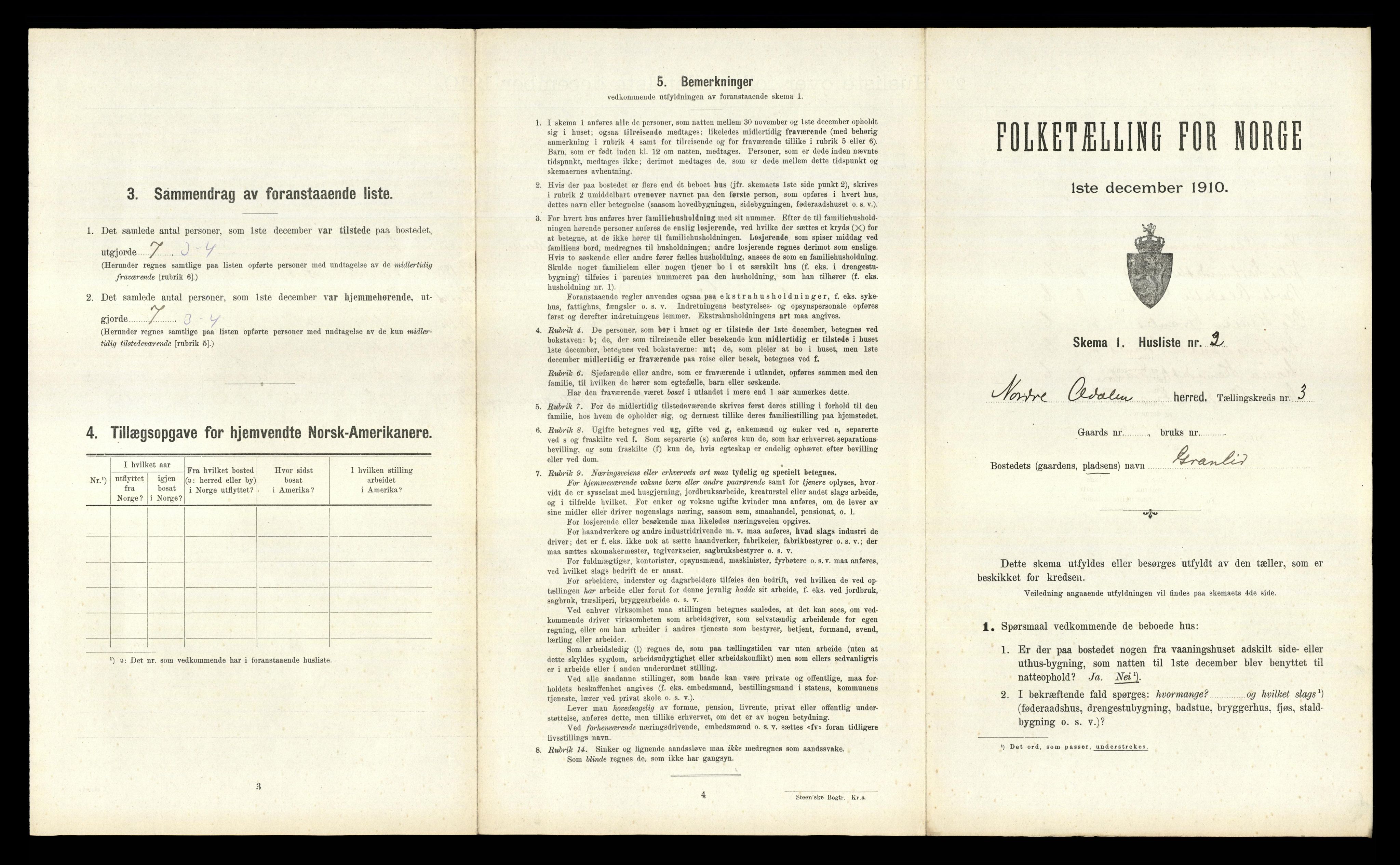 RA, 1910 census for Nord-Odal, 1910, p. 343