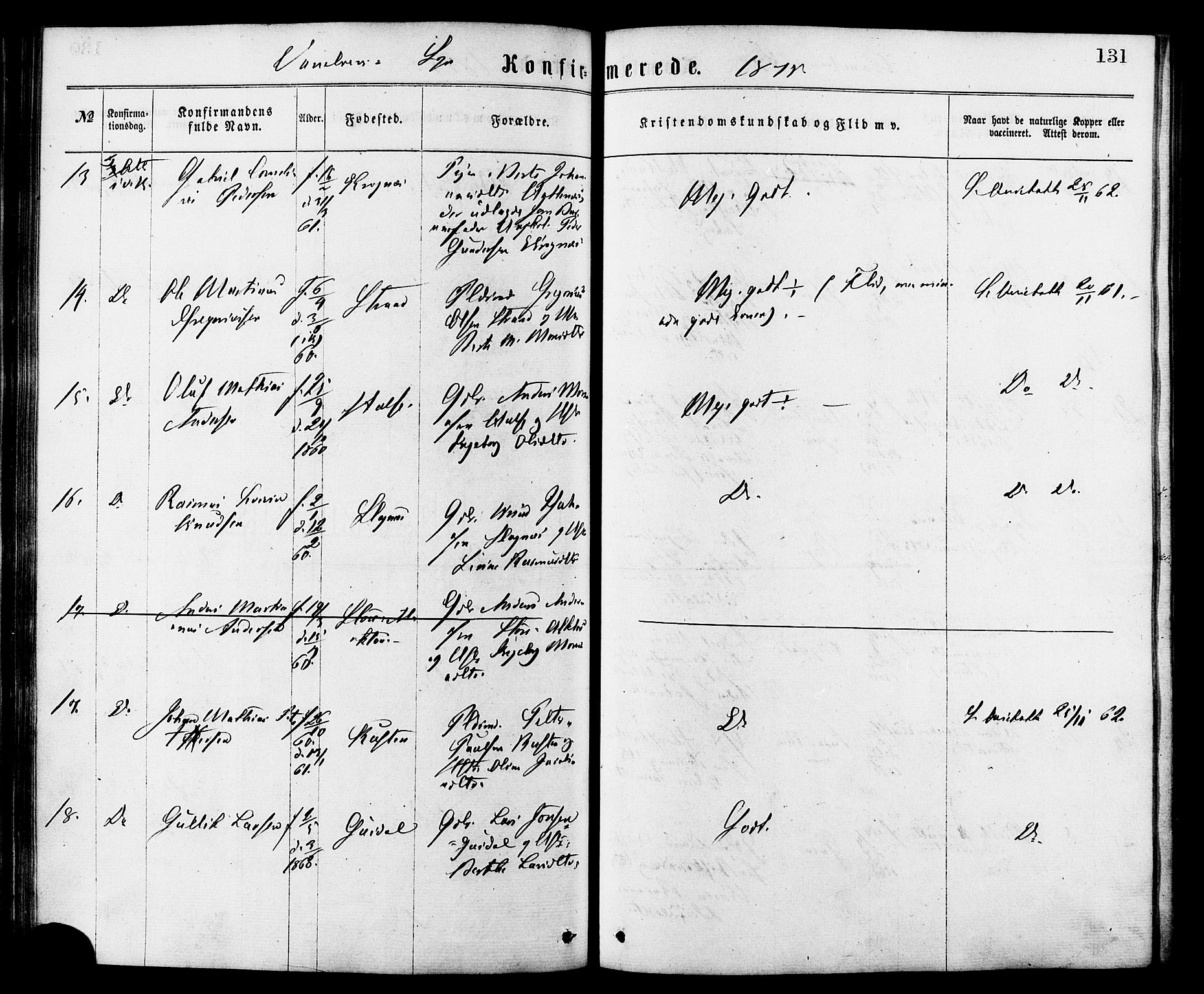 Ministerialprotokoller, klokkerbøker og fødselsregistre - Møre og Romsdal, AV/SAT-A-1454/501/L0007: Parish register (official) no. 501A07, 1868-1884, p. 131