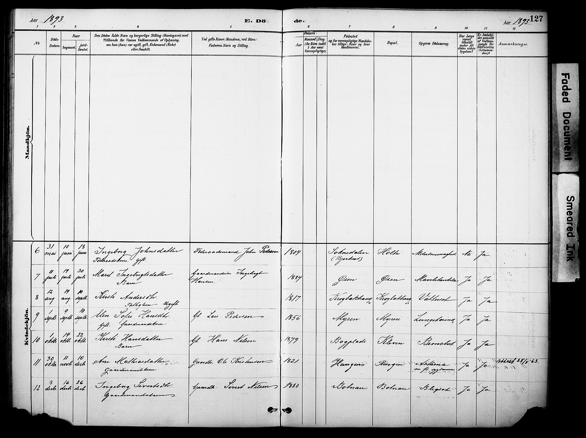 Kvikne prestekontor, AV/SAH-PREST-064/H/Ha/Haa/L0007: Parish register (official) no. 7, 1887-1911, p. 127